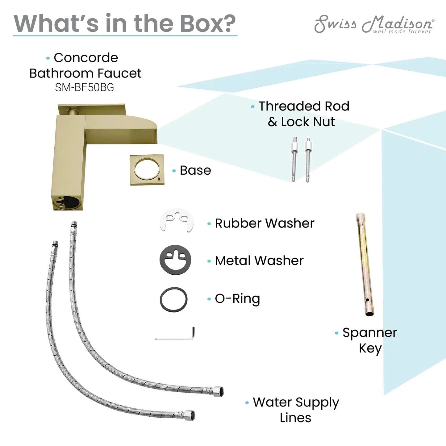 Swiss Madison Concorde 7" Single-Handle Brushed Gold Waterfall Bathroom Faucet With 1.2 GPM Flow Rate