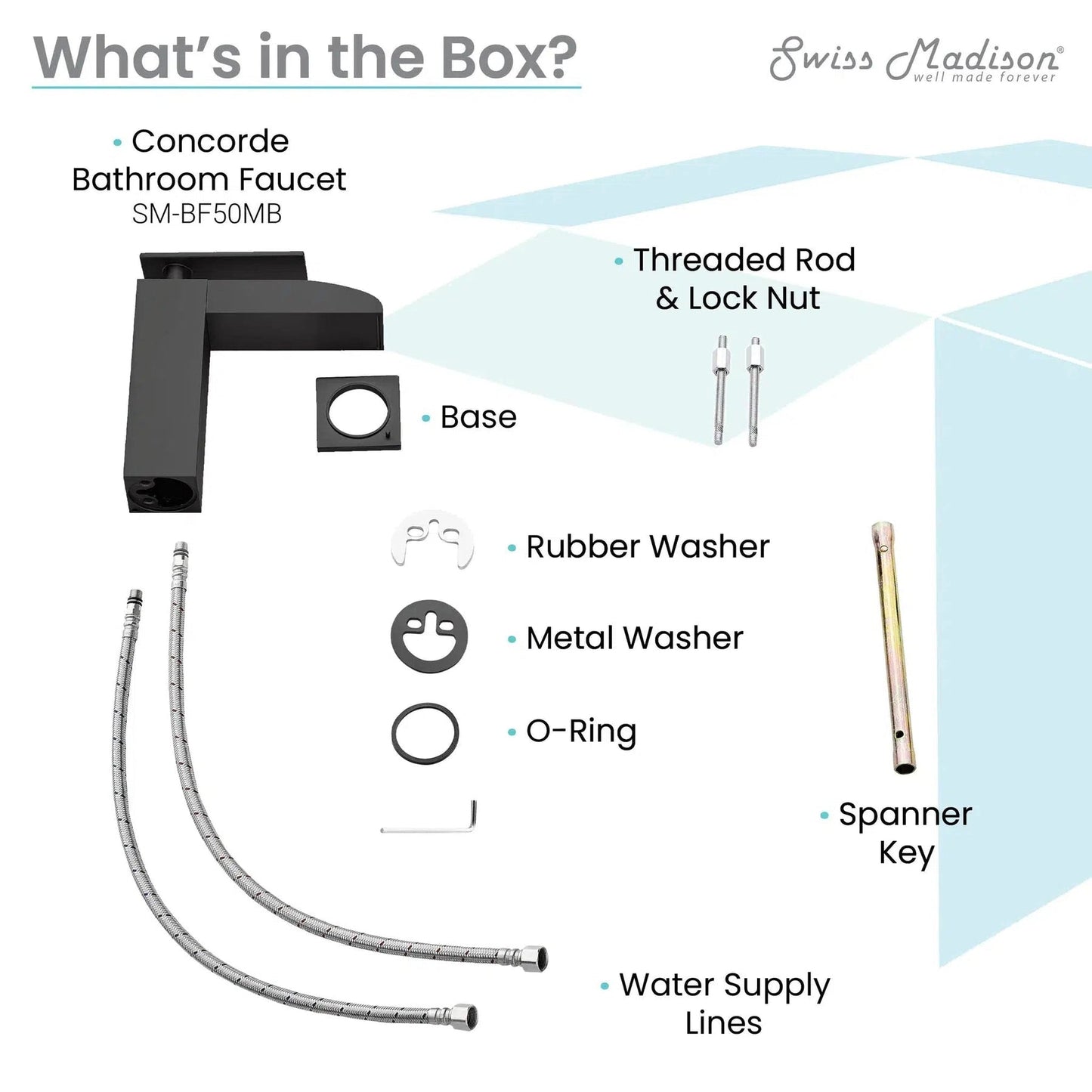 Swiss Madison Concorde 7" Single-Handle Matte Black Waterfall Bathroom Faucet With 1.2 GPM Flow Rate