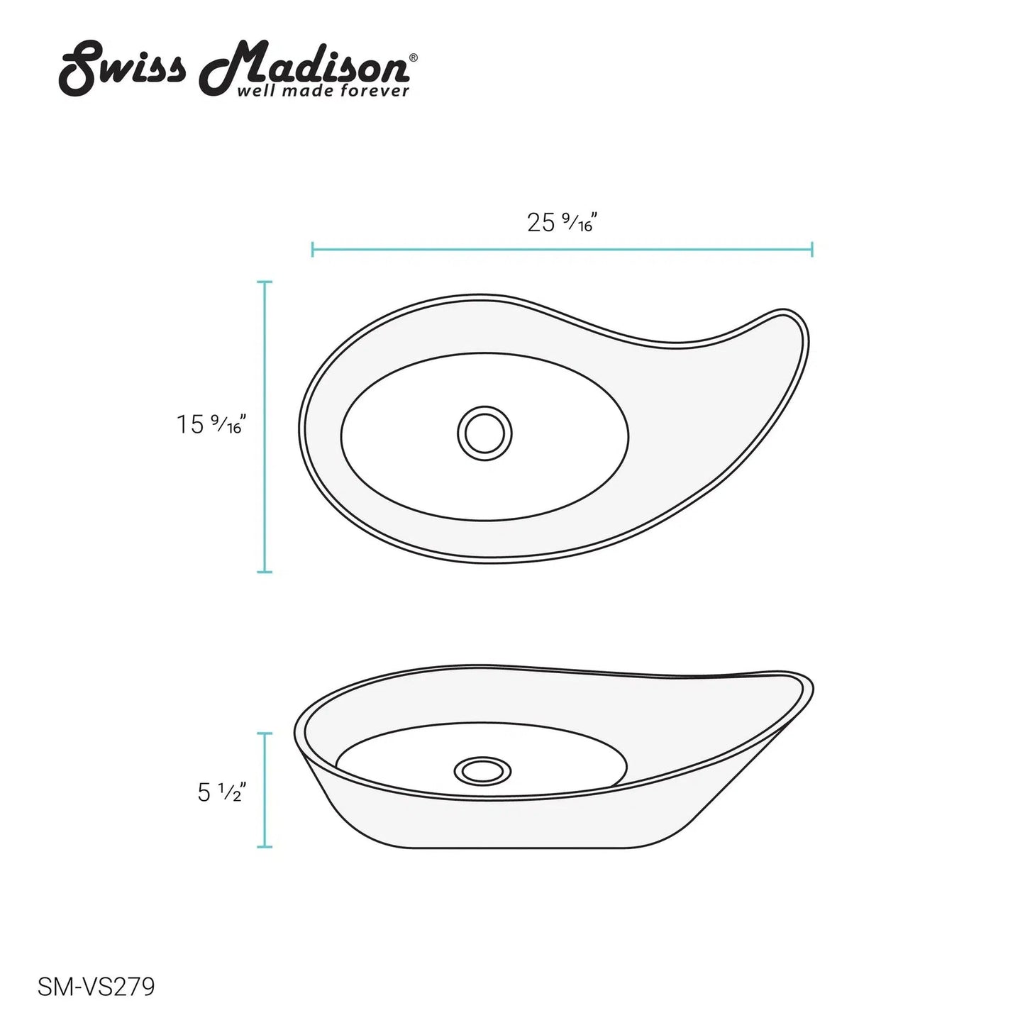 Swiss Madison Daxton 26" x 16" White Irregular Ceramic Vessel Bathroom Sink
