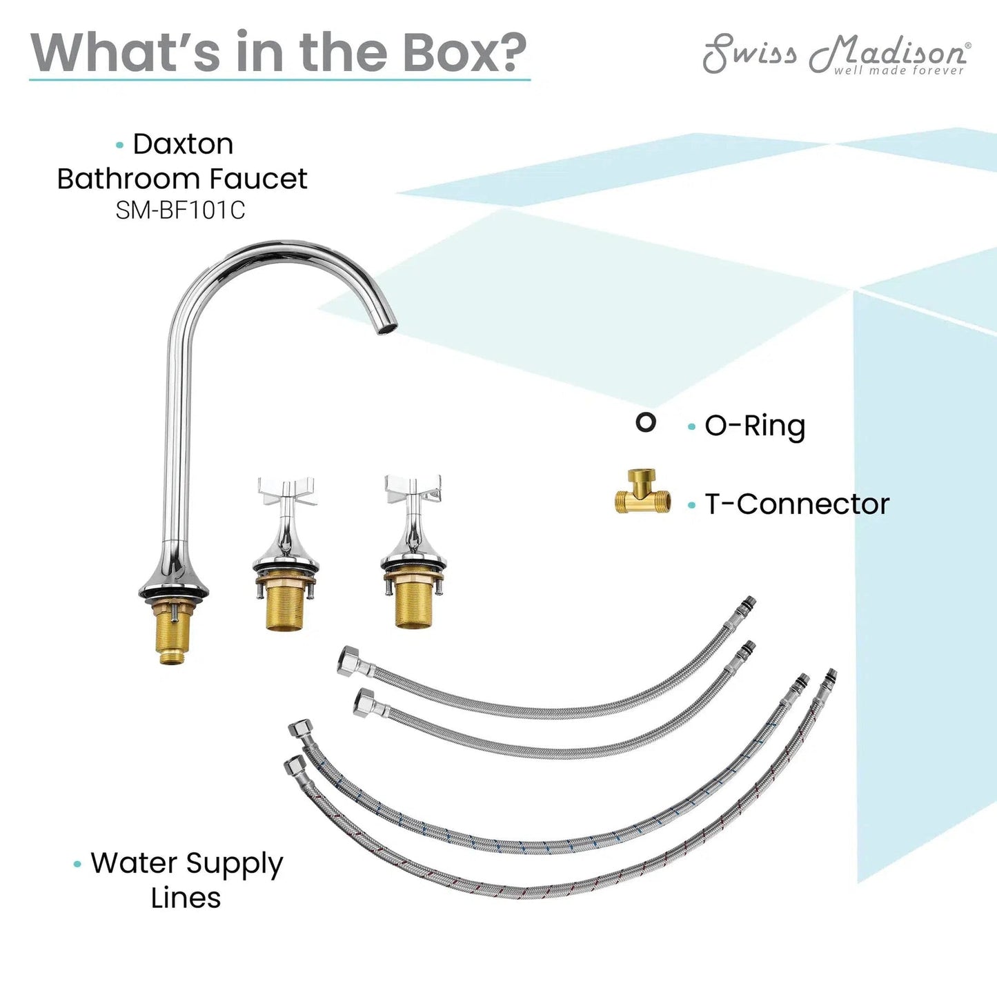 Swiss Madison Daxton 8" Chrome Widespread Bathroom Faucet With Cross Handles and 1.2 GPM Flow Rate