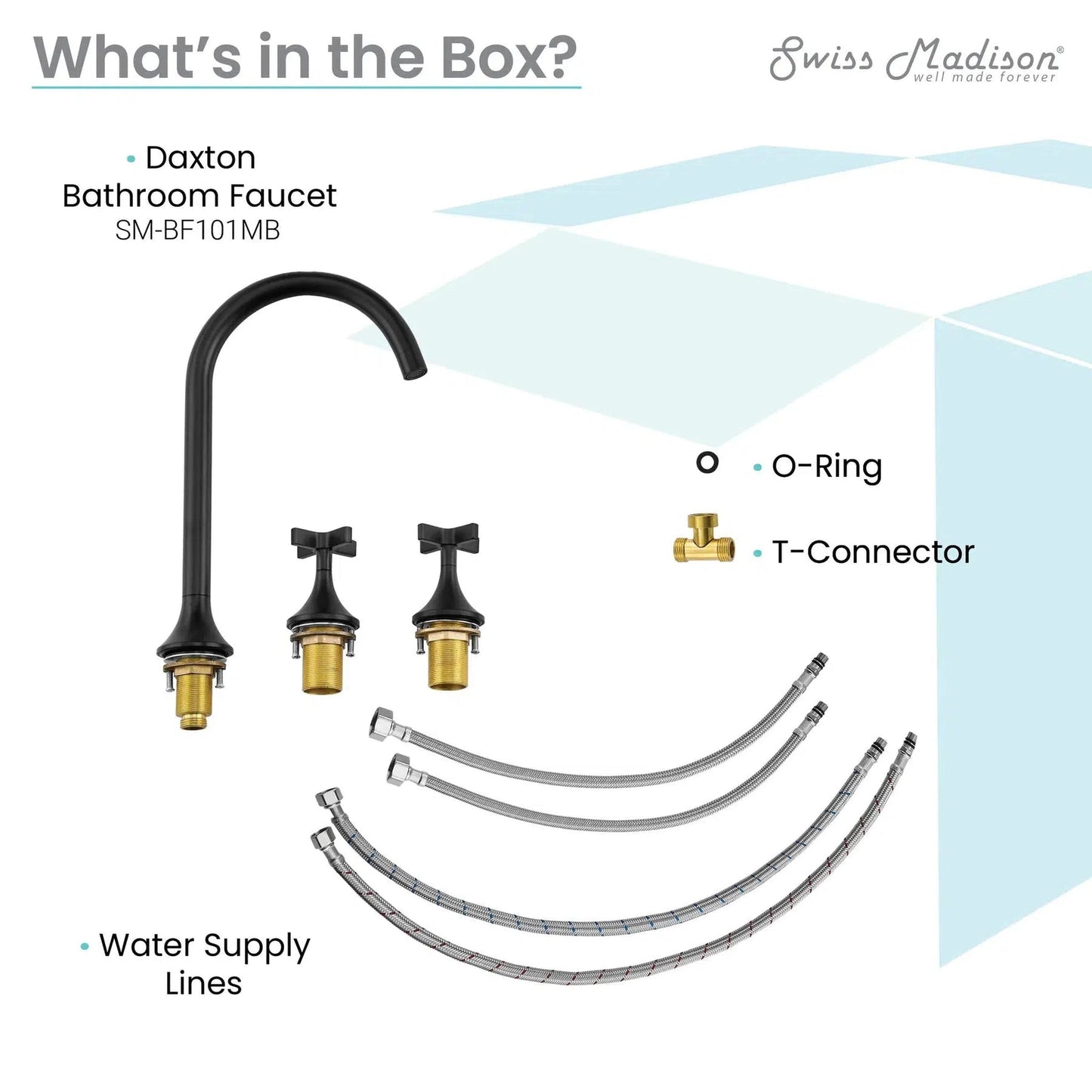 Swiss Madison Daxton 8" Matte Black Widespread Bathroom Faucet With Cross Handles and 1.2 GPM Flow Rate