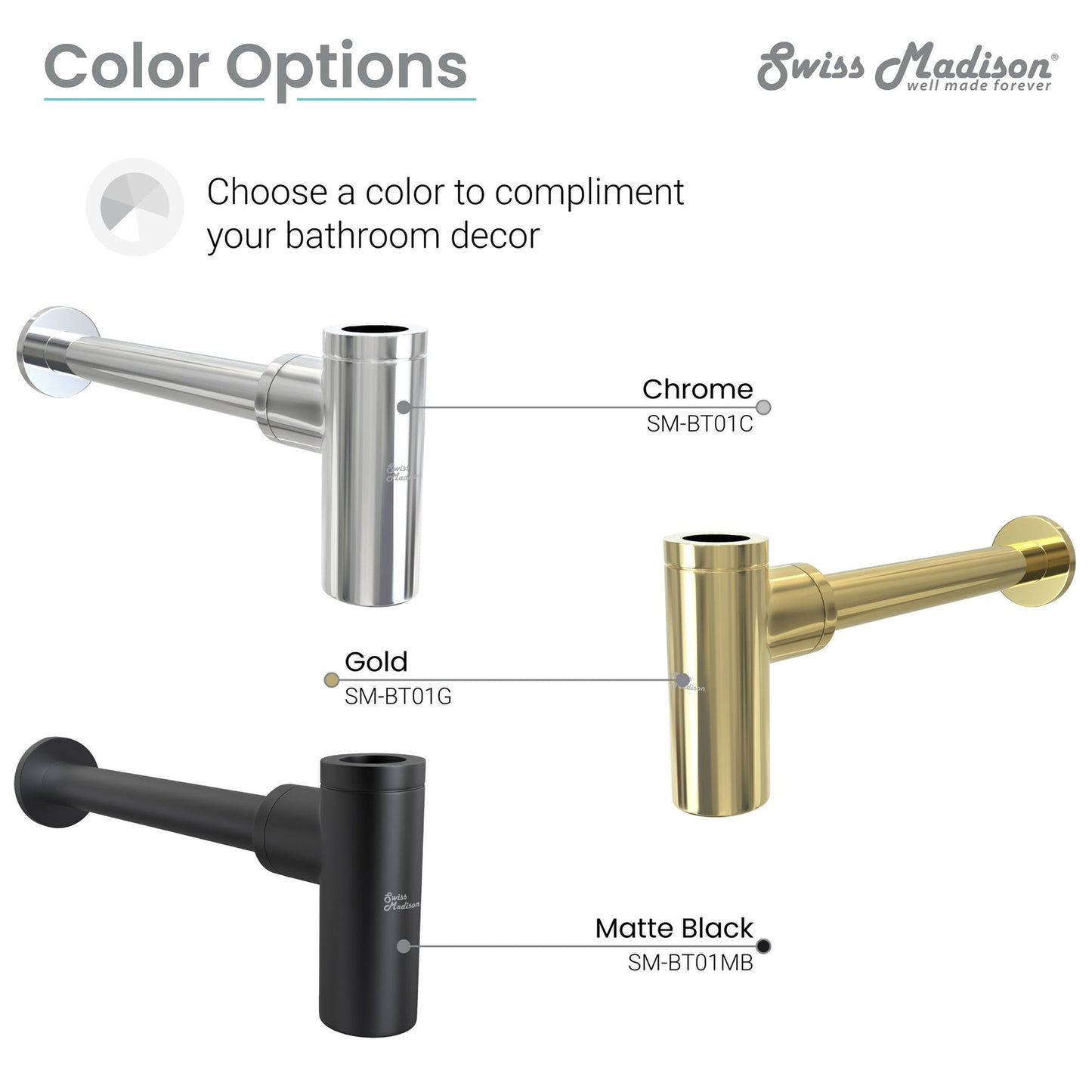 Swiss Madison Gold Bottle Trap Drain