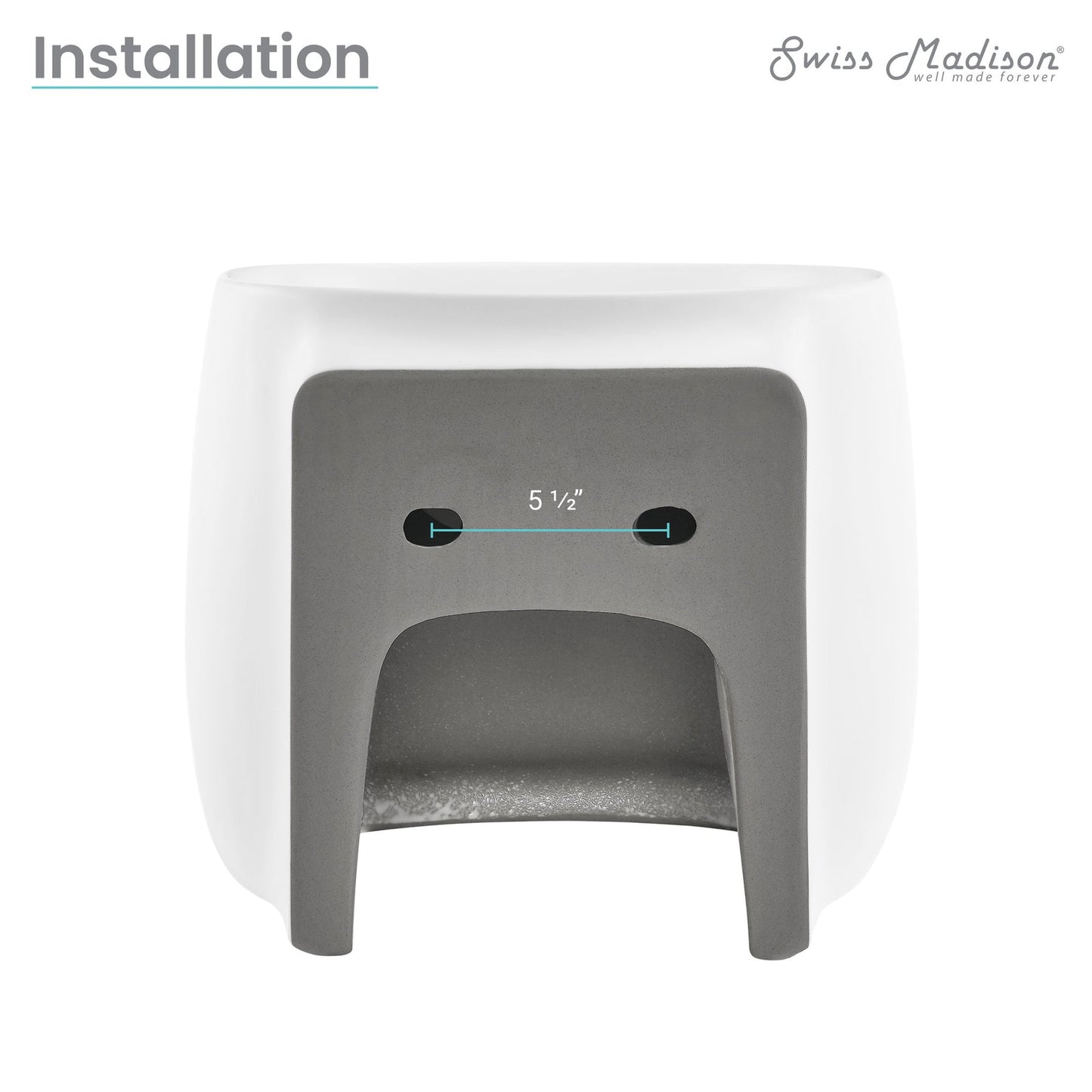 Swiss Madison Ivy 18" x 19" Square Matte White Ceramic Wall-Hung Bathroom Sink With Right Side Single Hole Faucet
