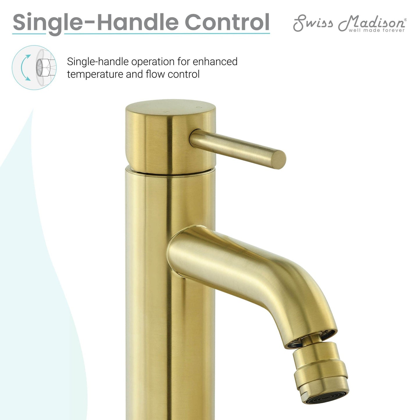 Swiss Madison Ivy 7" Brushed Gold Single Hole Fixture Mounted Bidet Faucet With Flow Rate of 1.28 GPM