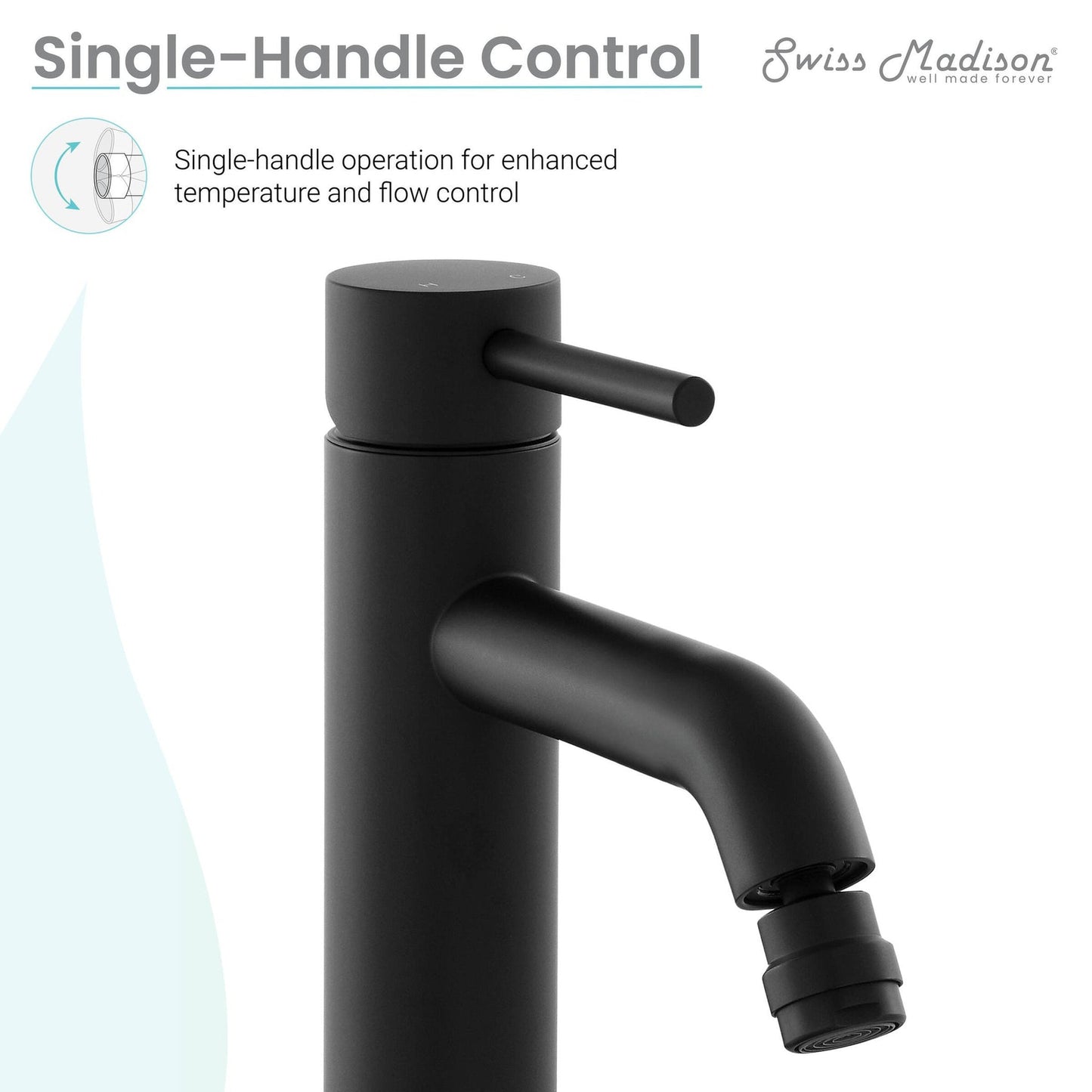 Swiss Madison Ivy 7" Matte Black Single Hole Fixture Mounted Bidet Faucet With Flow Rate of 1.28 GPM