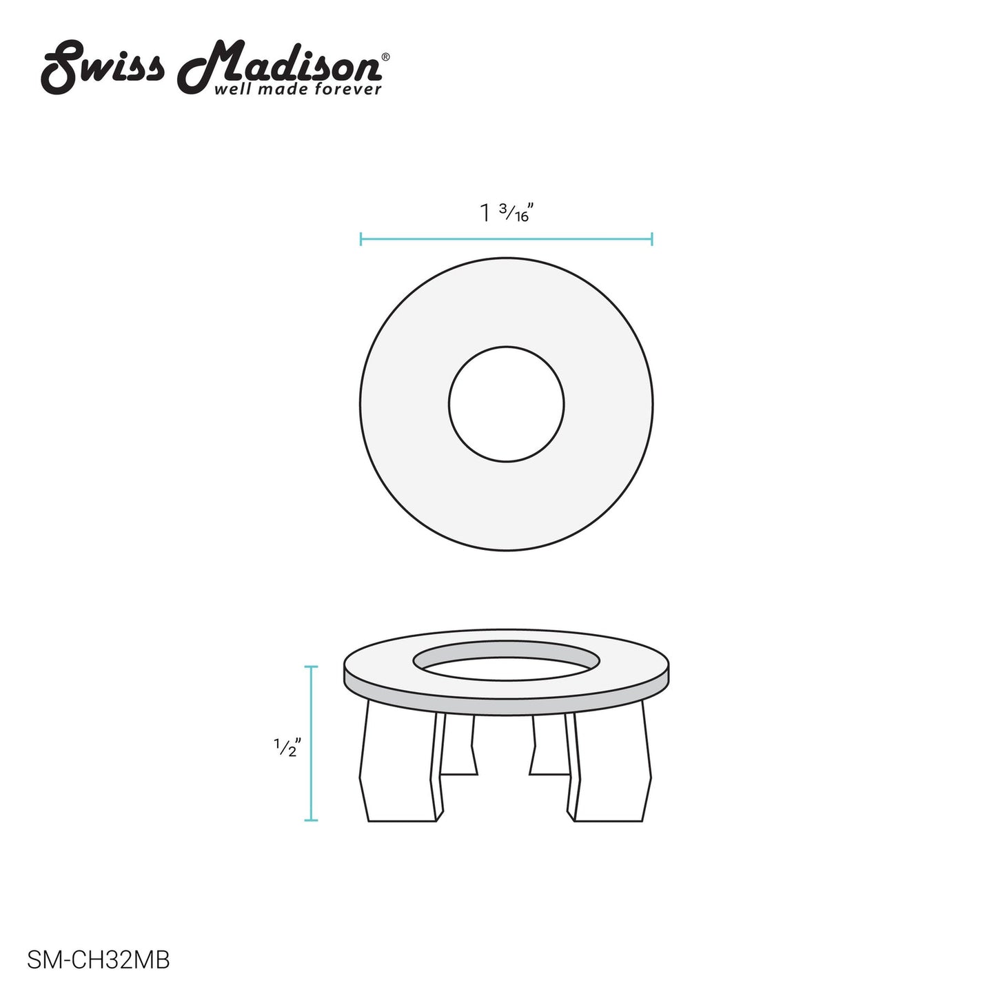 Swiss Madison Matte Black Overflow Sink Cover