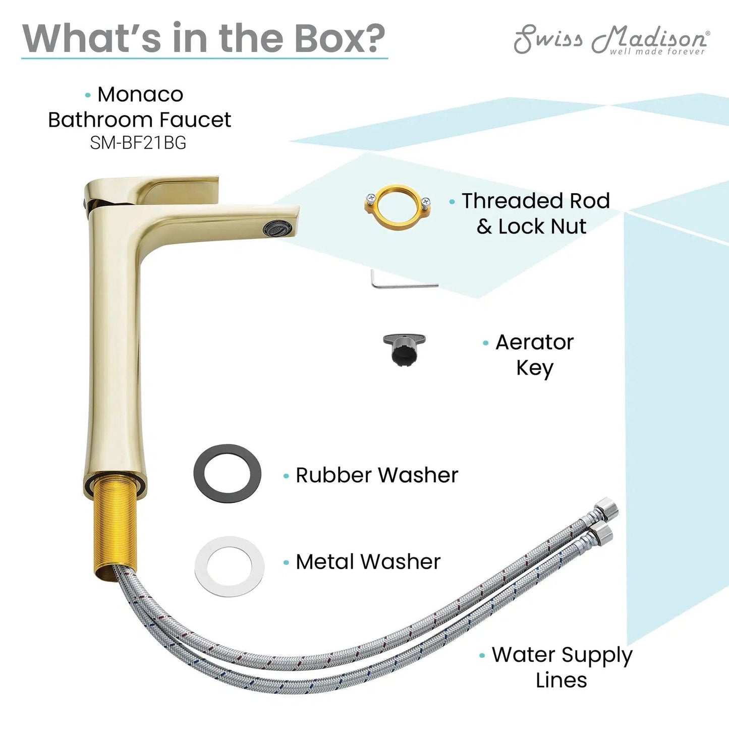 Swiss Madison Monaco 11" Brushed Gold Single Hole Bathroom Faucet With Flow Rate of 1.2 GPM