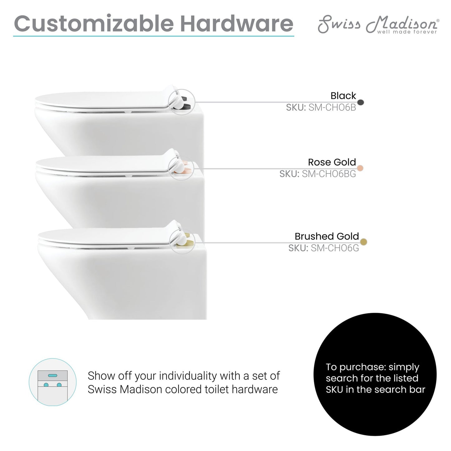 Swiss Madison Monaco 14" x 14" White Round Wall-Hung Toilet Bowl