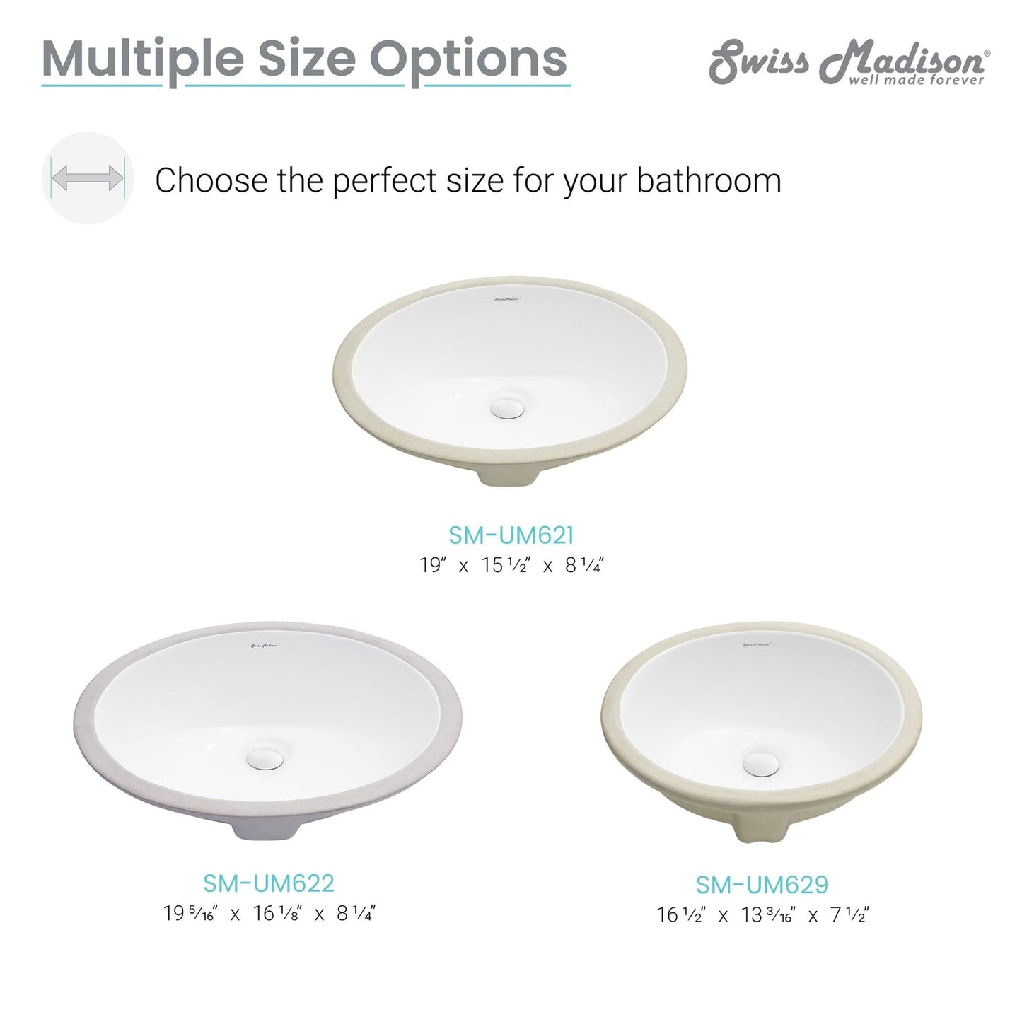 Swiss Madison Monaco 20" x 16" White Oval Ceramic Bathroom Undermount Sink