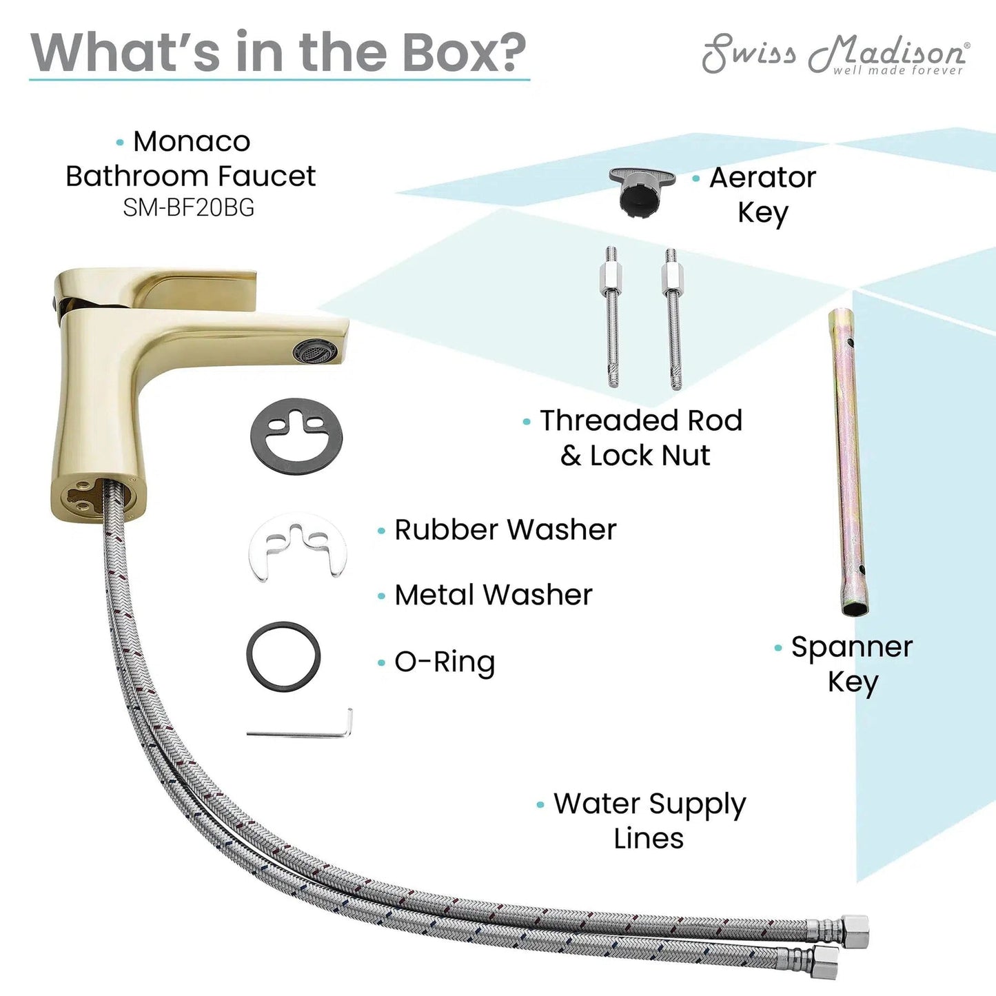 Swiss Madison Monaco 6" Brushed Gold Single Hole Bathroom Faucet With Flow Rate of 1.2 GPM