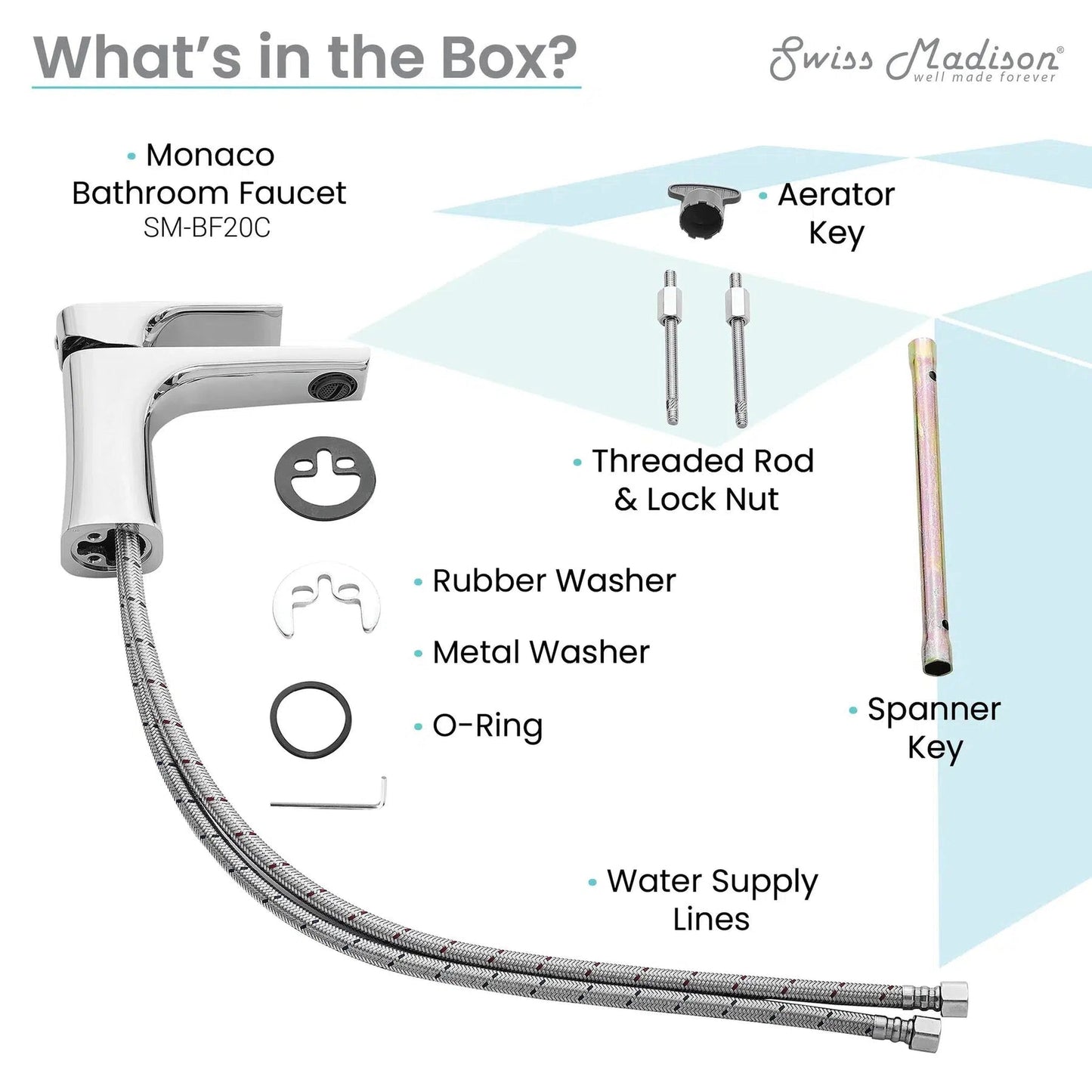 Swiss Madison Monaco 6" Chrome Single Hole Bathroom Faucet With Flow Rate of 1.2 GPM