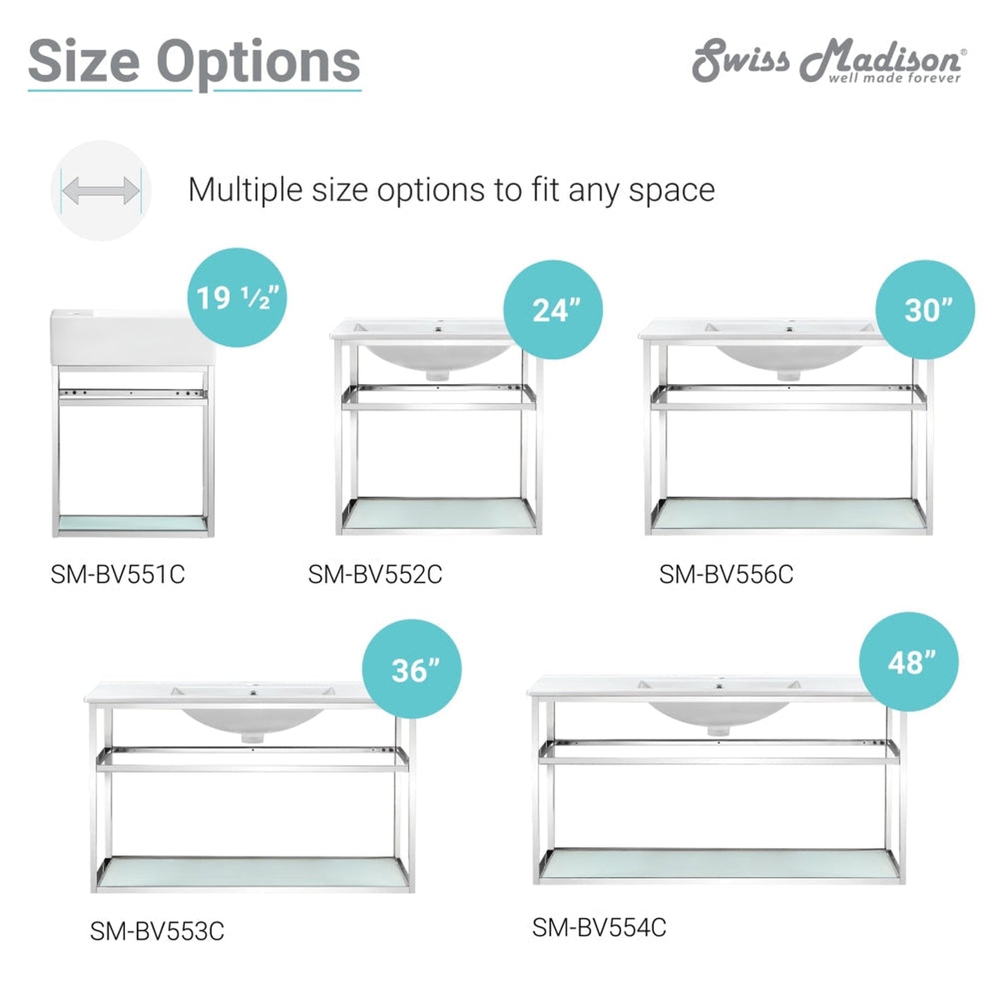 Swiss Madison Pierre 20" x 25" Wall-Mounted White Bathroom Vanity With Ceramic Single Sink and Chrome Metal Frame