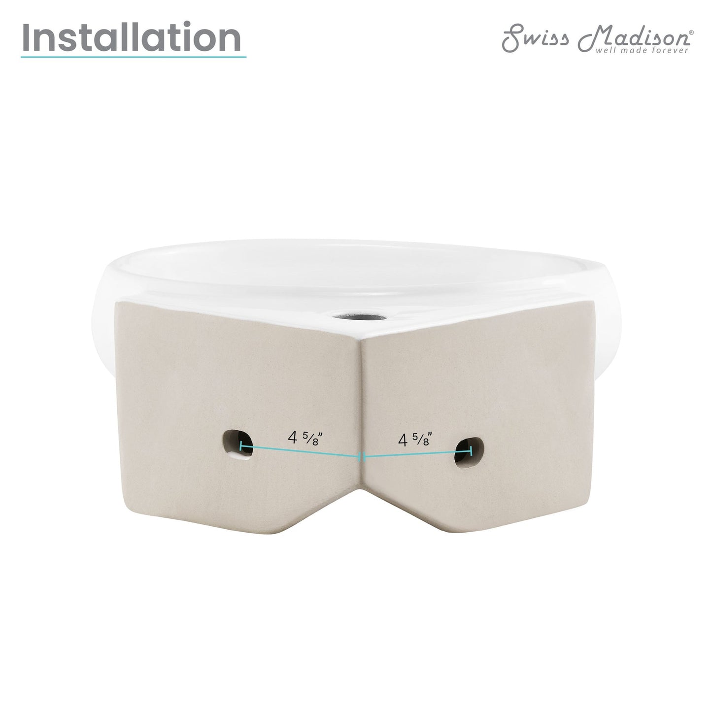 Swiss Madison Plaisir 14" x 15" Corner White Ceramic Wall-Hung Bathroom Sink With Single Hole Faucet