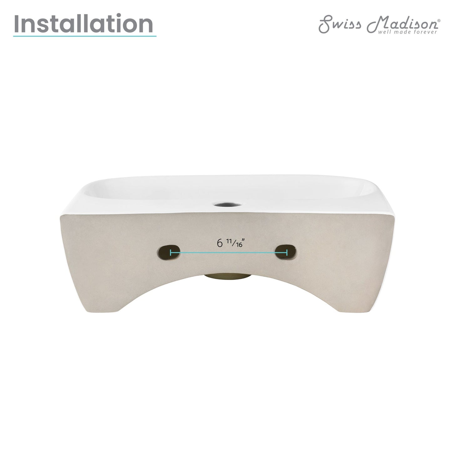 Swiss Madison Plaisir 17" x 12" Rectangular White Ceramic Wall-Hung Bathroom Sink With Single Hole Faucet