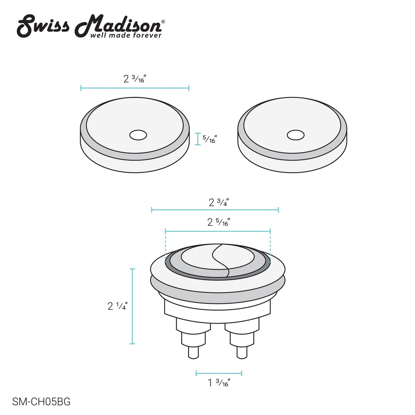 Swiss Madison Round Rose Gold Toilet Push Buttons With QQ Feet For SM-1T803