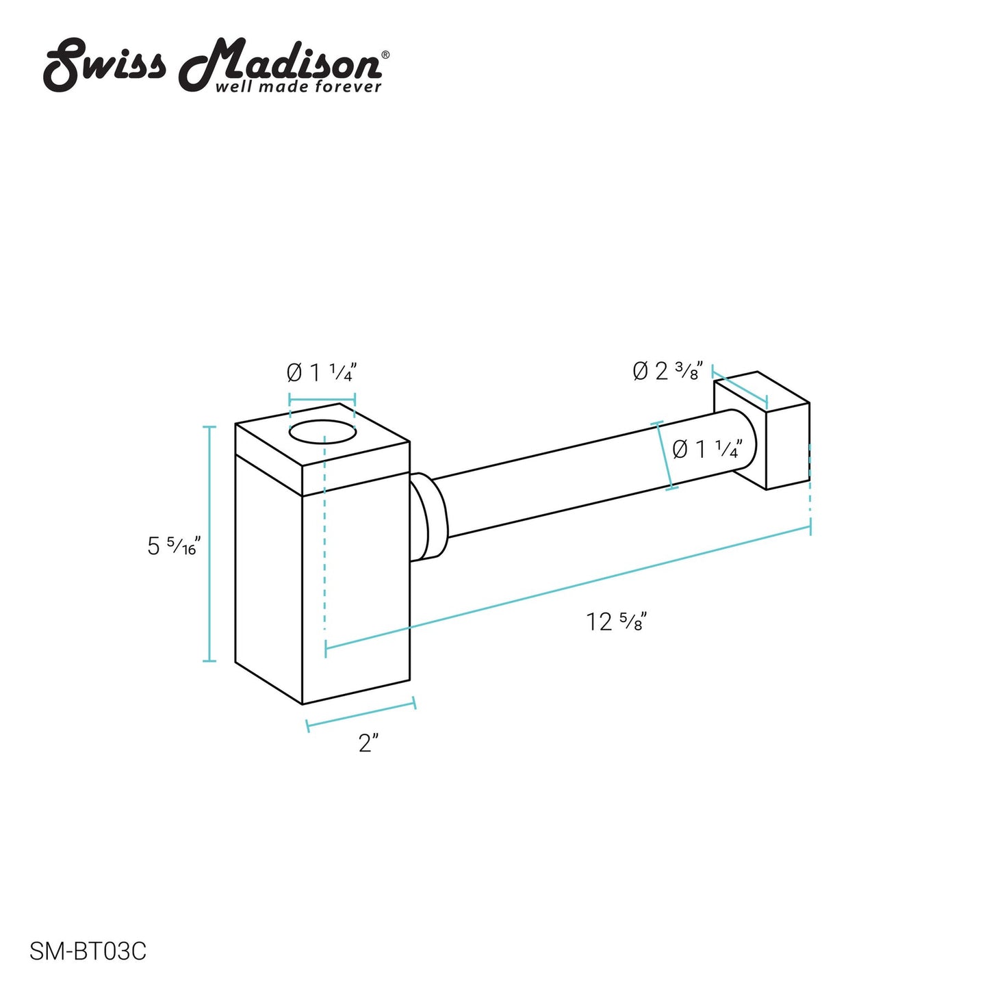 Swiss Madison Squared Chrome Bottle Trap Drain
