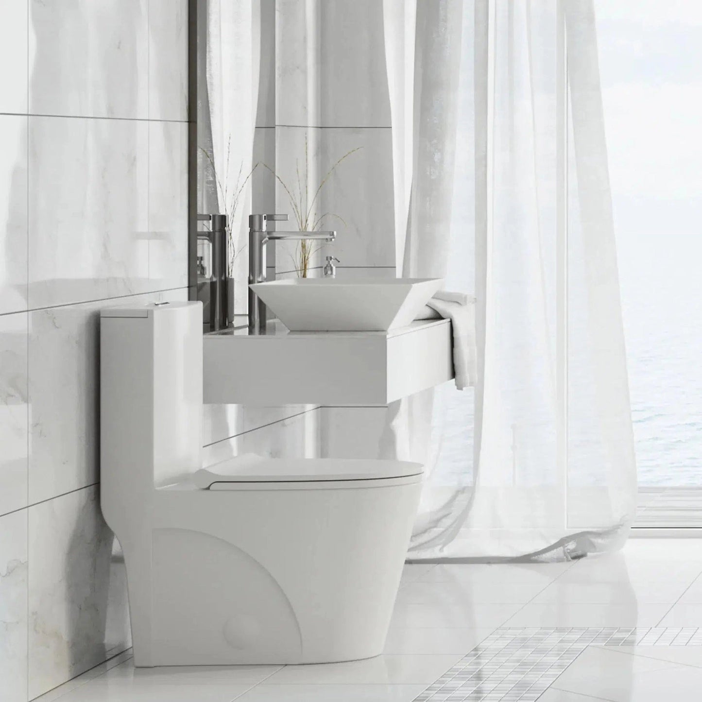 Swiss Madison St Tropez 16" x 16" White Square Ceramic Vessel Bathroom Sink