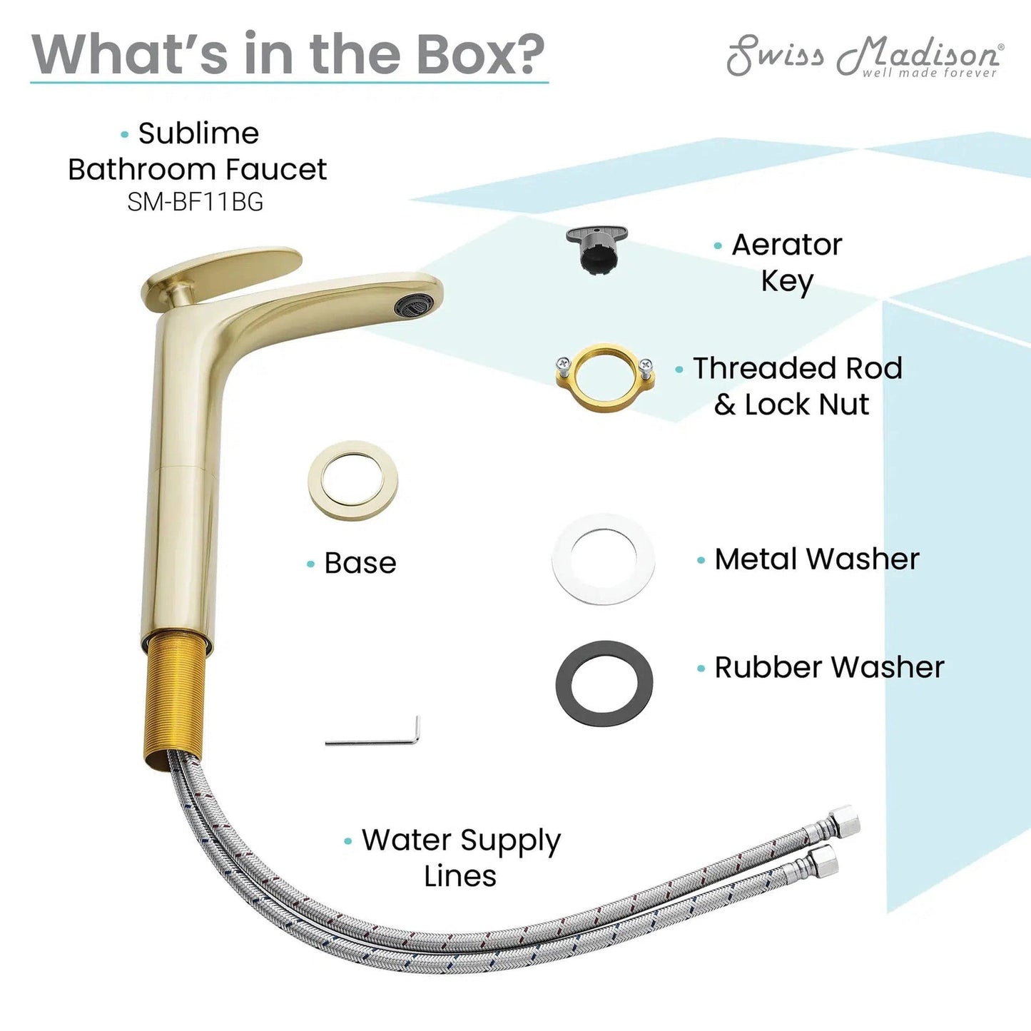 Swiss Madison Sublime 11" Brushed Gold Single Hole Bathroom Faucet With Flow Rate of 1.2 GPM