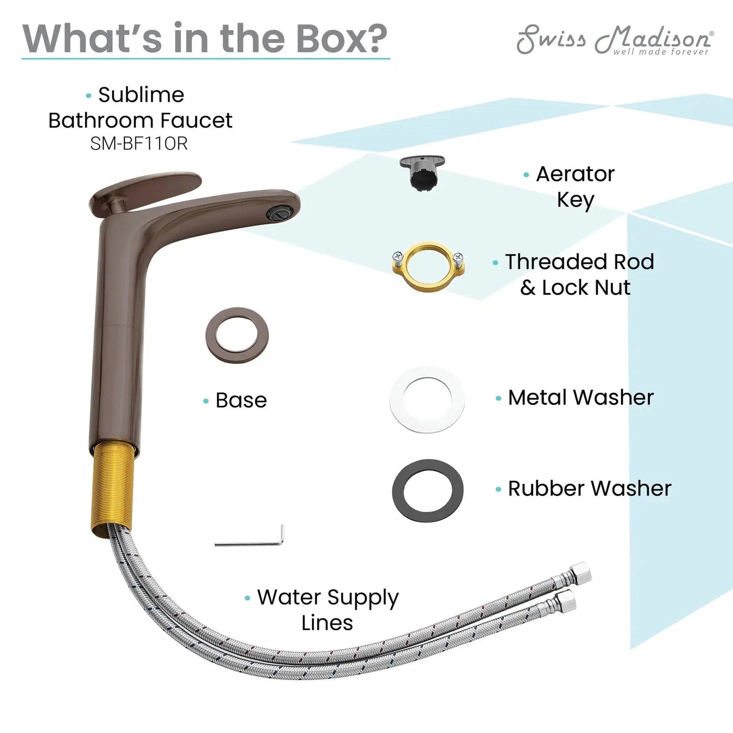 Swiss Madison Sublime 11" Oil Rubbed Bronze Single Hole Bathroom Faucet With Flow Rate of 1.2 GPM