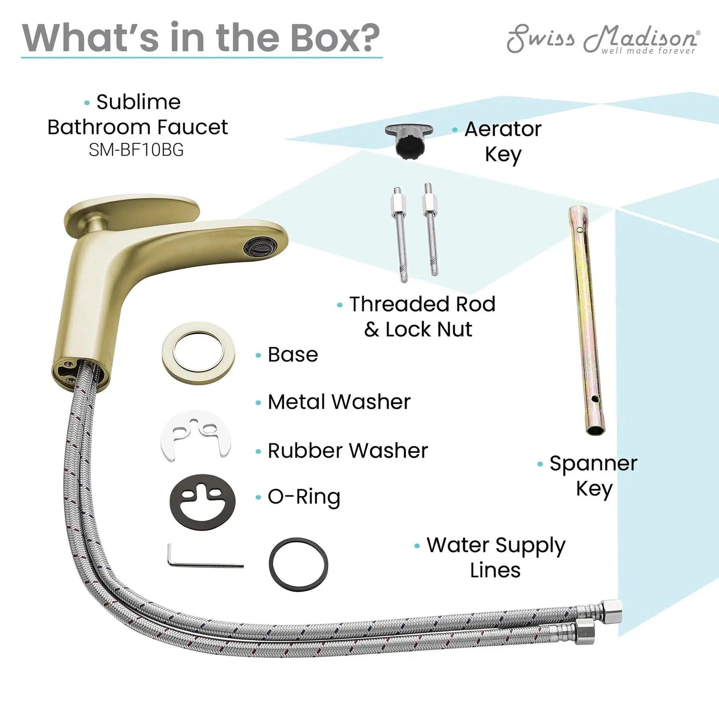 Swiss Madison Sublime 7" Brushed Gold Single Hole Bathroom Faucet With Flow Rate of 1.2 GPM