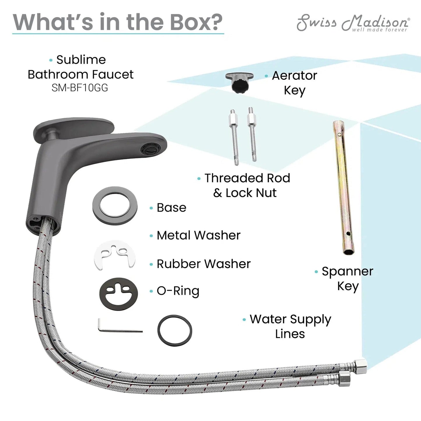 Swiss Madison Sublime 7" Gunmetal Gray Single Hole Bathroom Faucet With Flow Rate of 1.2 GPM