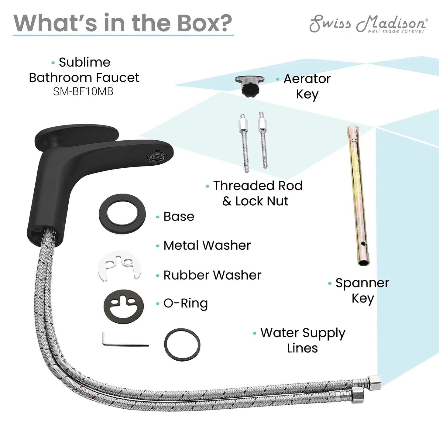 Swiss Madison Sublime 7" Matte Black Single Hole Bathroom Faucet With Flow Rate of 1.2 GPM