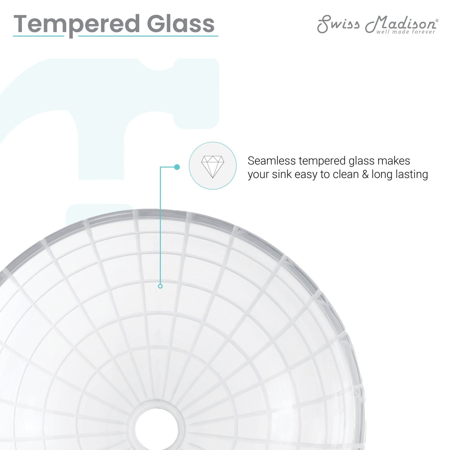 Swiss Madison Virage 17" x 17" Clear Round Tempered Glass Vessel Bathroom Sink