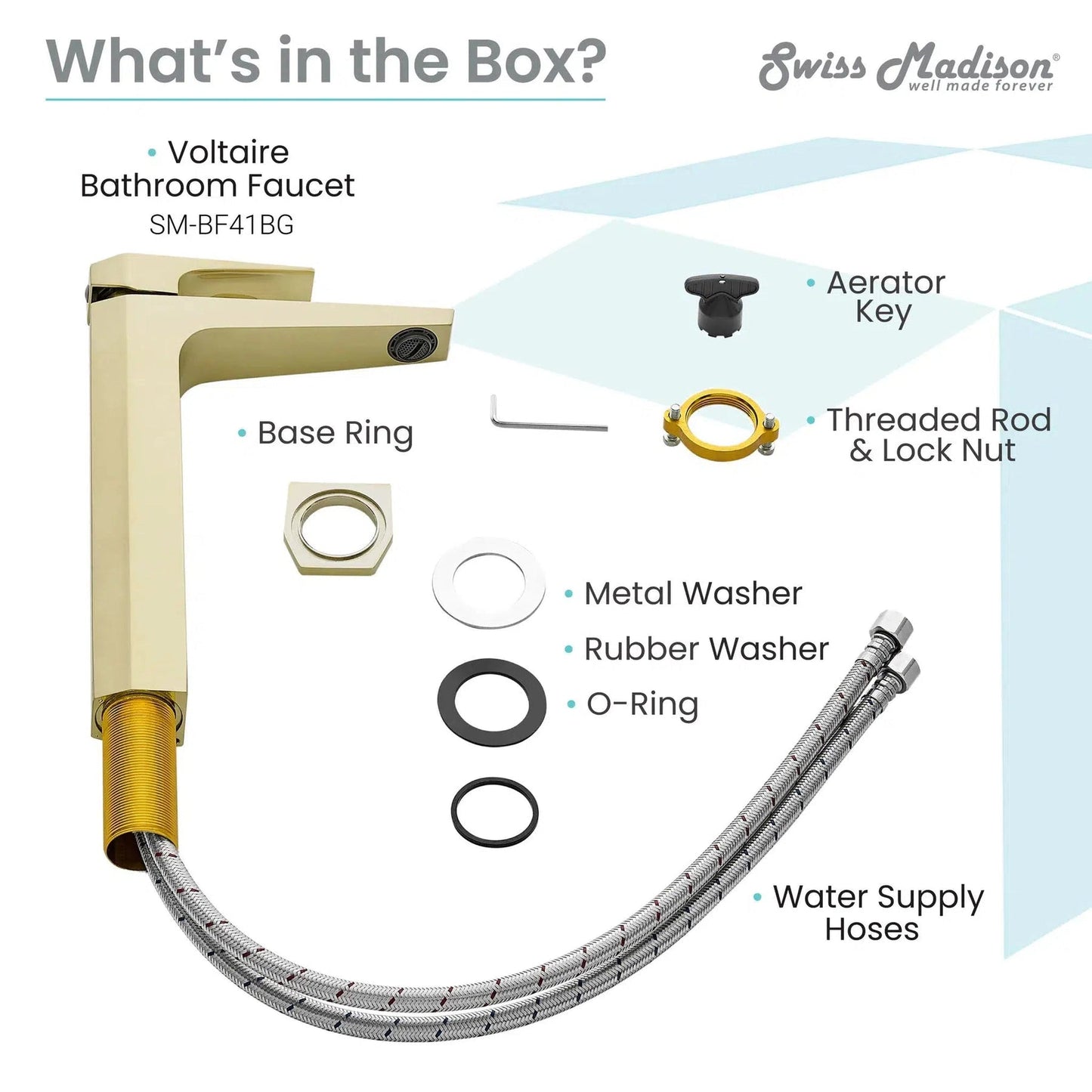 Swiss Madison Voltaire 11" Brushed Gold Single Hole Bathroom Faucet With Flow Rate of 1.5 GPM