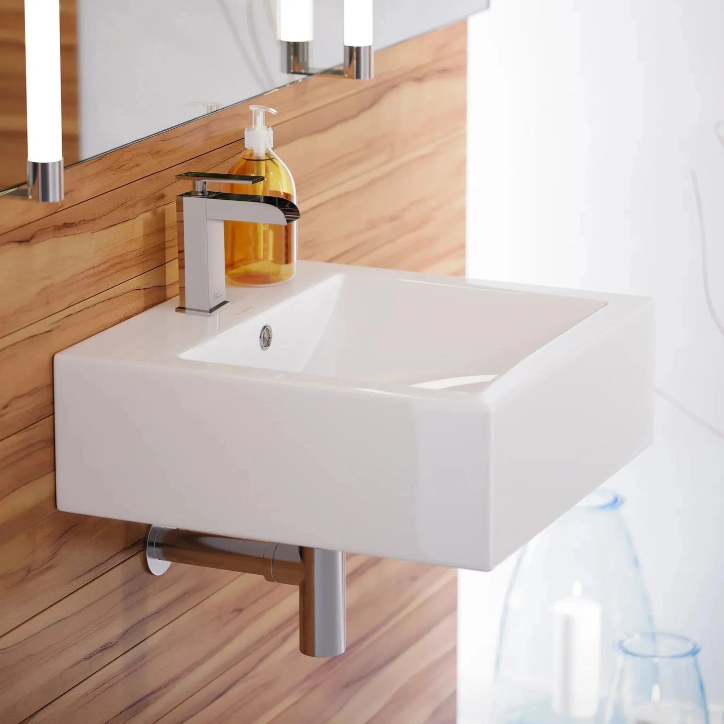 Swiss Madison Voltaire 18" x 18" Wall-Mounted Square White Ceramic Bathroom Sink