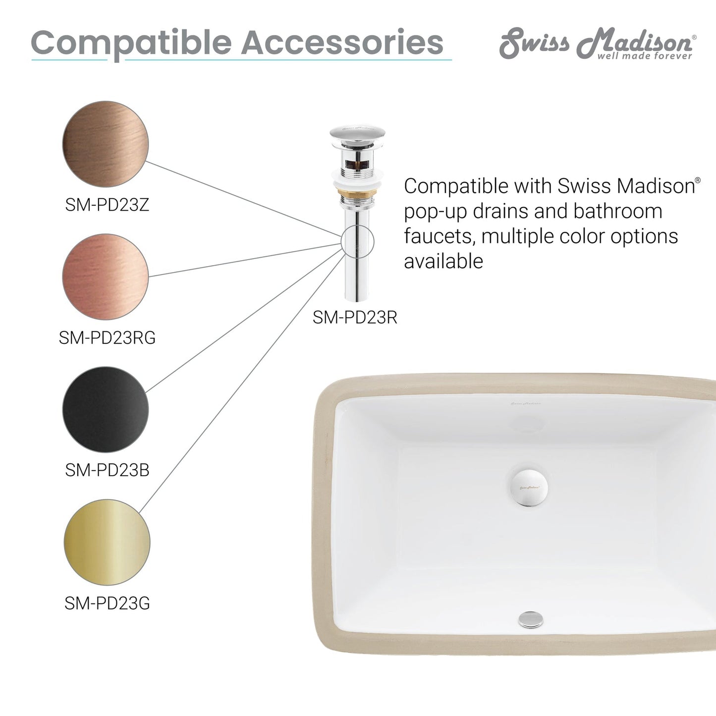 Swiss Madison Voltaire 21" x 13" White Rectangle Ceramic Bathroom Undermount Sink