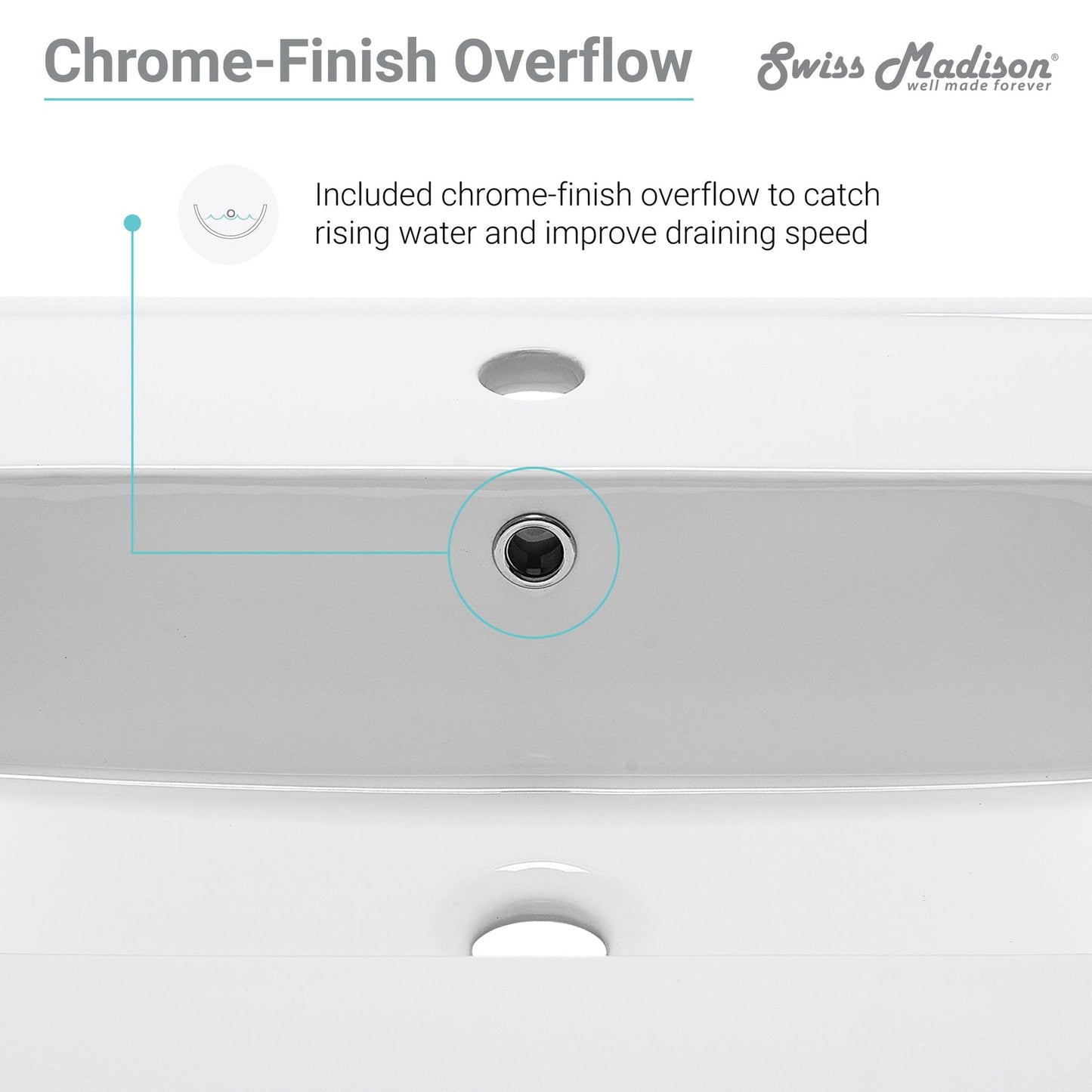 Swiss Madison Voltaire 24" x 19" Rectangular White Ceramic Bathroom Vanity Top Drop-In Sink With Single Hole Faucet