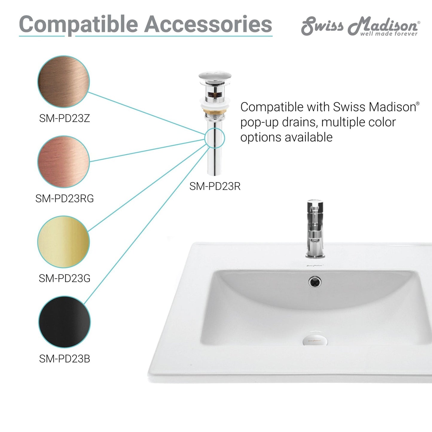 Swiss Madison Voltaire 49" x 22" Rectangular White Ceramic Bathroom Vanity Top Drop-In Sink With Single Hole Faucet