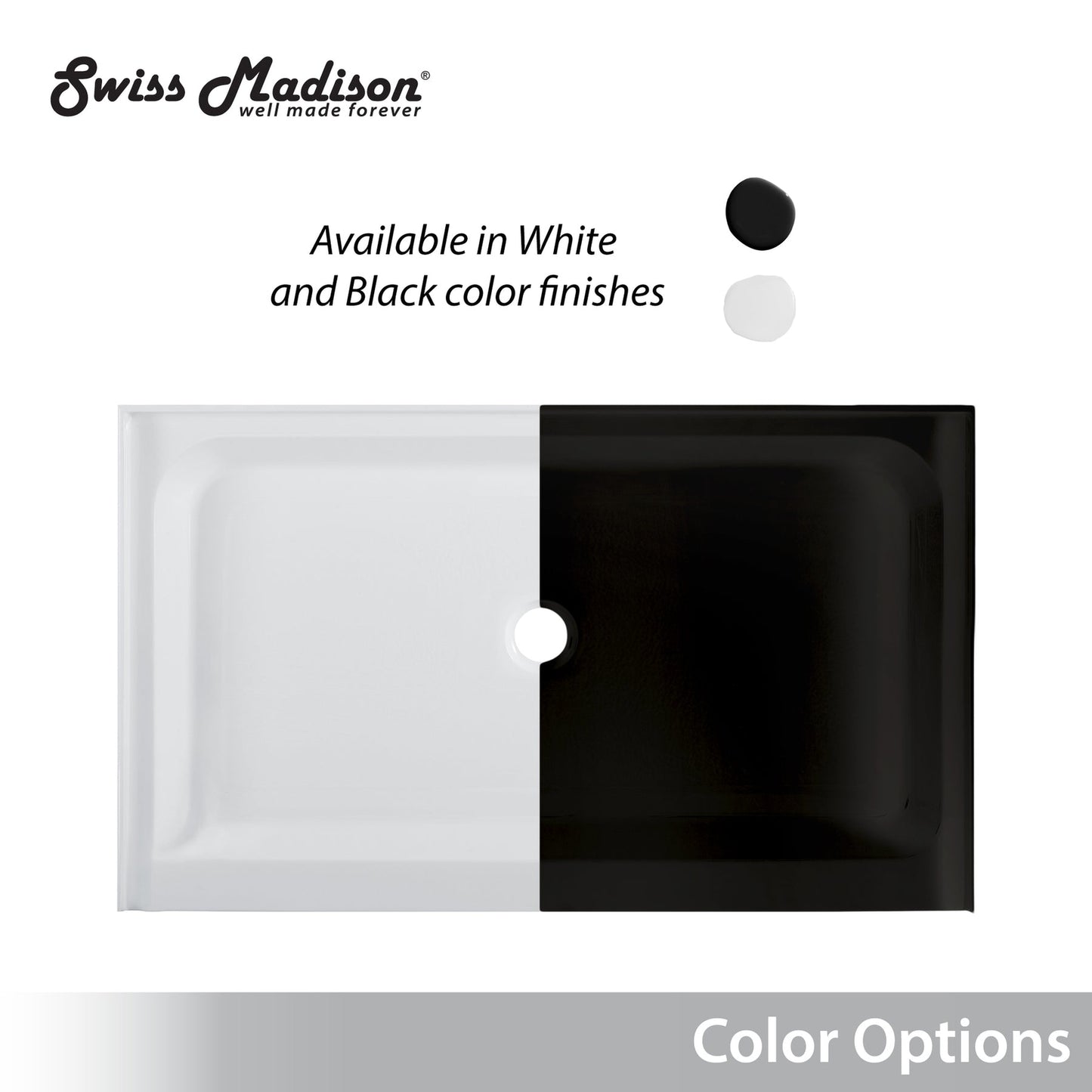 Swiss Madison Voltaire 60" x 32" Three-Wall Alcove Black Right-Hand Drain Shower Base With Built-In Integral Flange