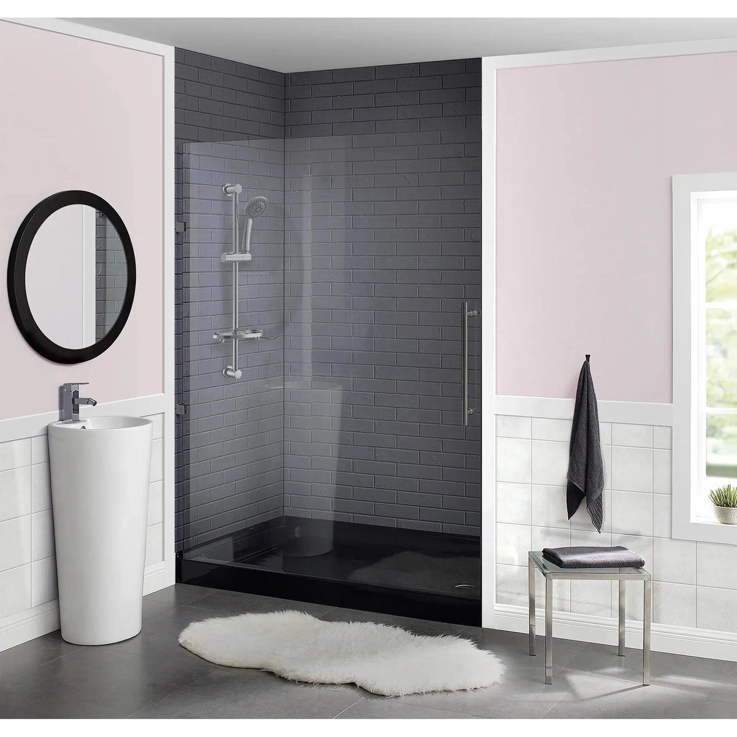 Swiss Madison Voltaire 60" x 36" Three-Wall Alcove Black Right-Hand Drain Shower Base With Built-In Integral Flange
