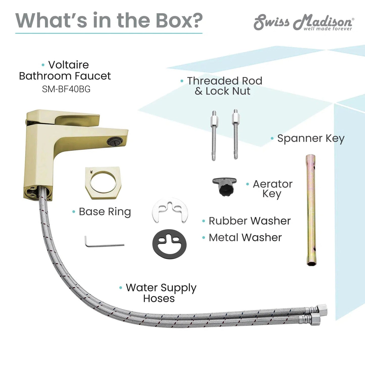 Swiss Madison Voltaire 7" Brushed Gold Single Hole Bathroom Faucet With Flow Rate of 1.5 GPM