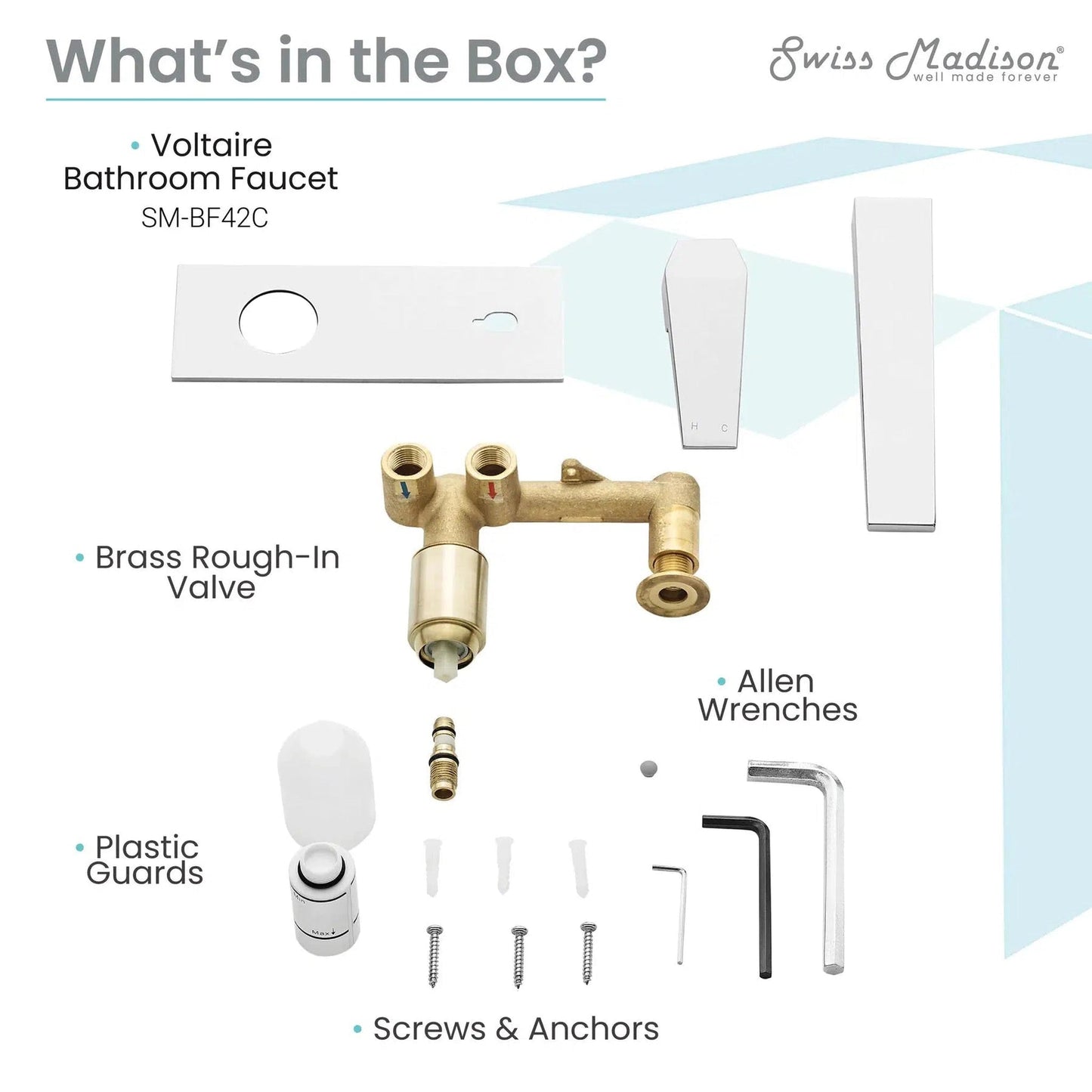 Swiss Madison Voltaire 9" Chrome Two Hole Wall-Mounted Bathroom Faucet With Single Lever Handle and 1.5 GPM Flow Rate