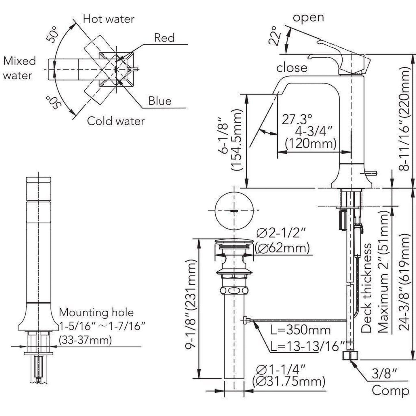 TOTO GC Polished French Gold 1.2 GPM Single-Handle Semi-Vessel Bathroom Sink Faucet With Comfort Glide