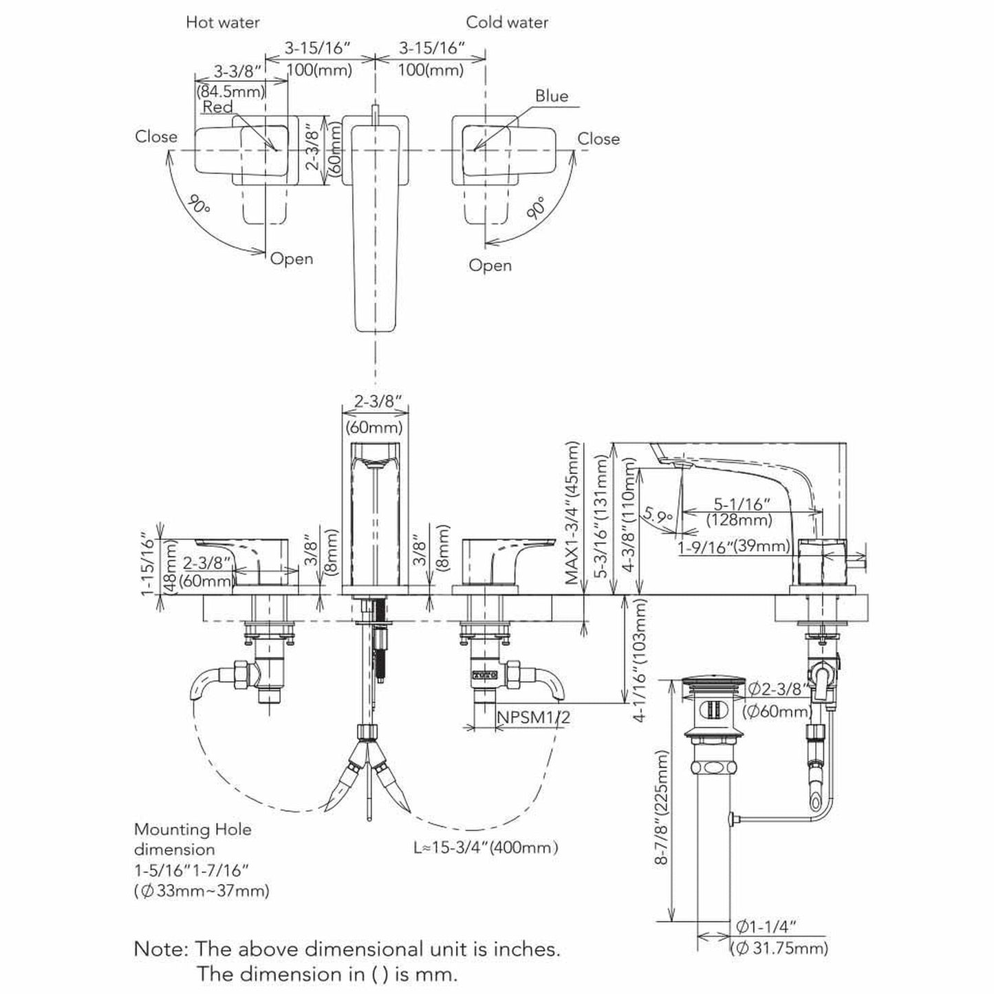 TOTO GE Polished French Gold 1.2 GPM Two-Handle Widespread Bathroom Sink Faucet With Drain Assembly