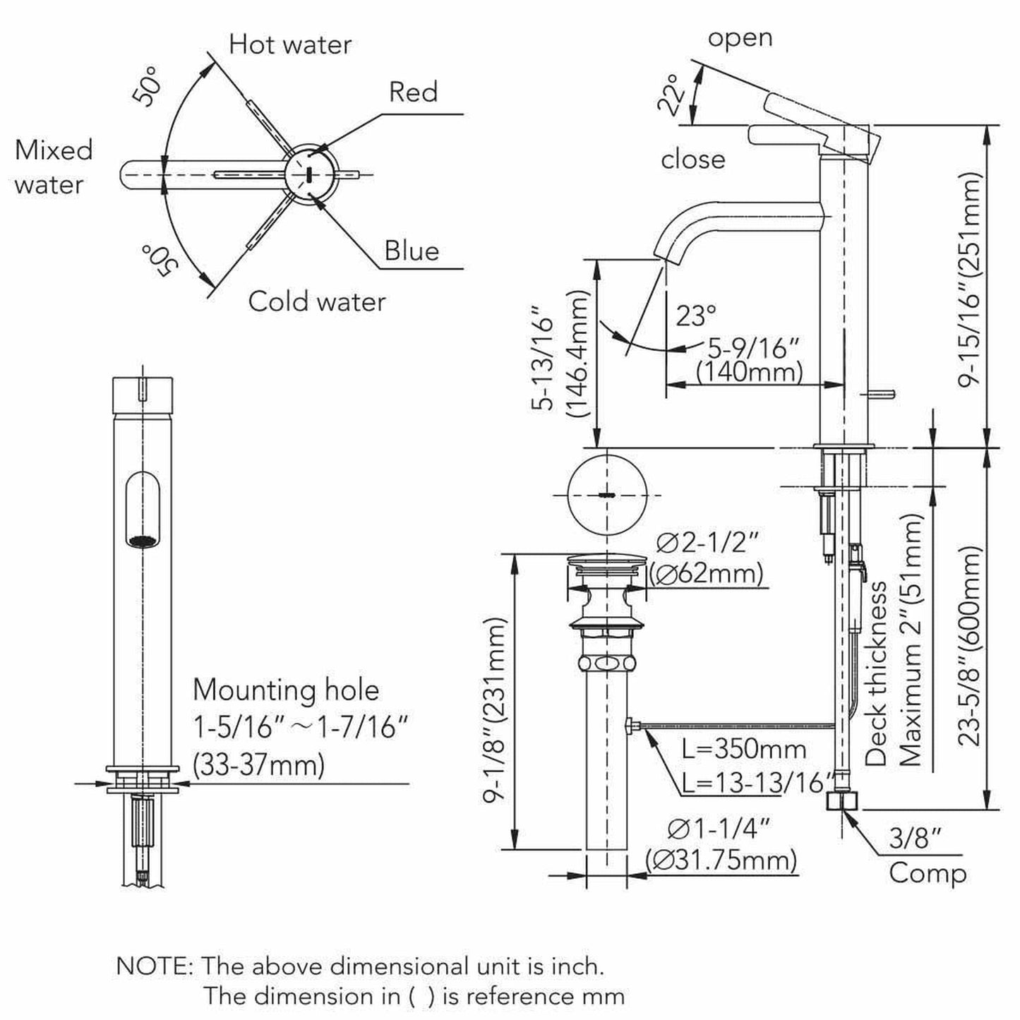 TOTO GF Polished French Gold 1.2 GPM Single-Handle Semi-Vessel Bathroom Sink Faucet With Comfort Glide