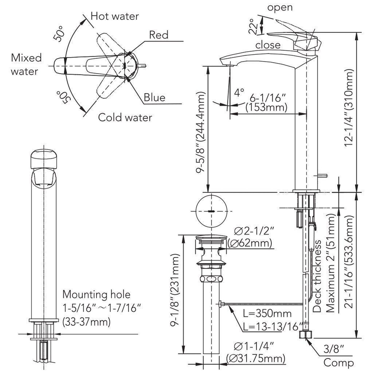 TOTO GM 1.2 GPM Polished French Gold Single-Handle Vessel Bathroom Sink Faucet With Comfort Glide