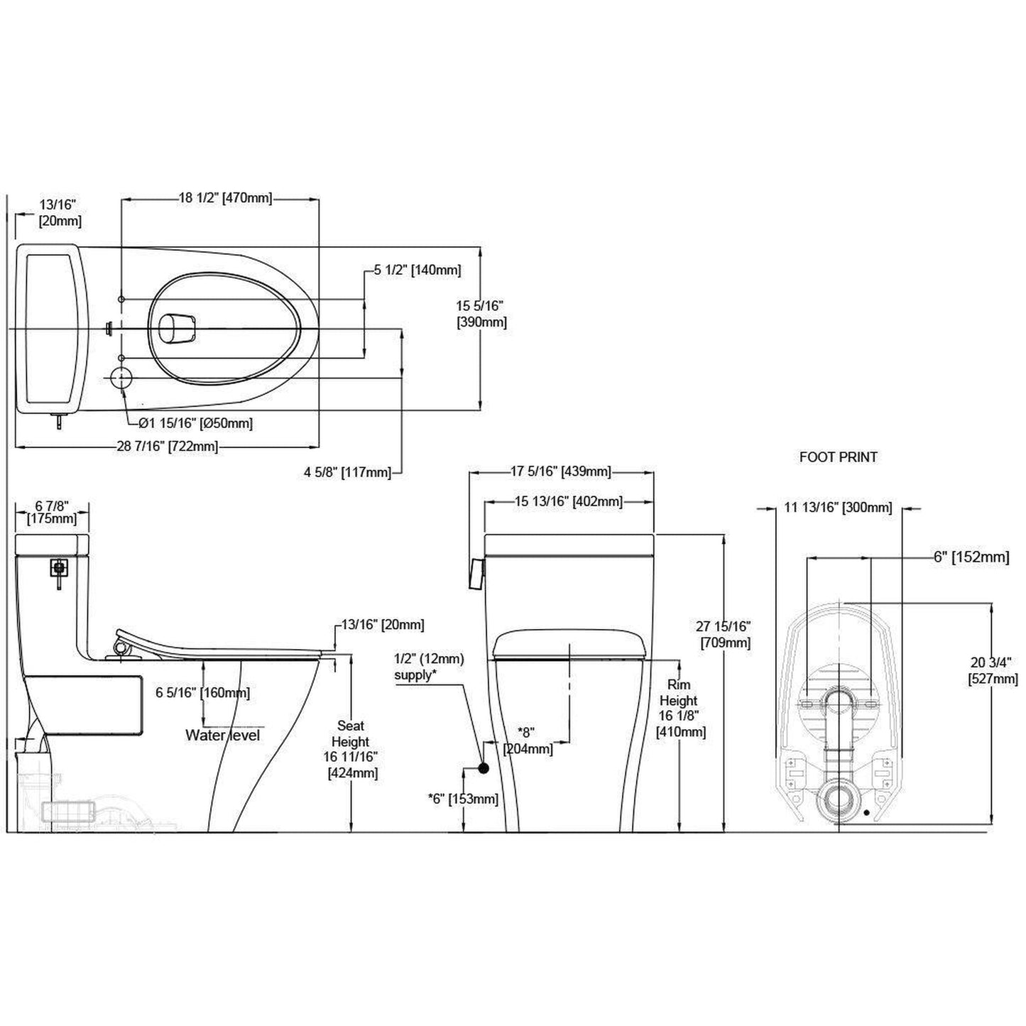 TOTO Legato 1.28 GPF Cotton Elongated One-Piece Toilet With Slim Seat and Washlet+ Connection