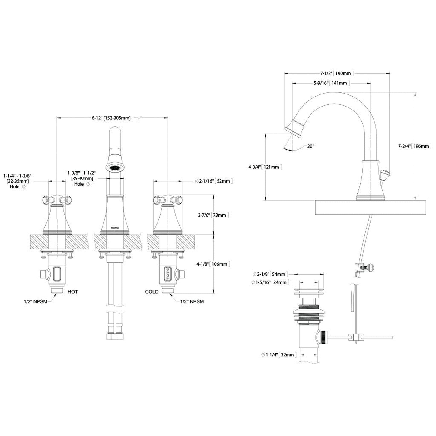 TOTO Vivian Brushed Nickel 1.2 GPM Double Handle Widespread Bathroom Lavatory Faucet With Cross Handles