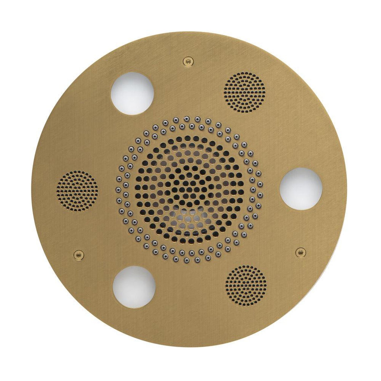 ThermaSol 10" Satin Brass Finish Round Serenity Advanced Light, Sound and Rain System