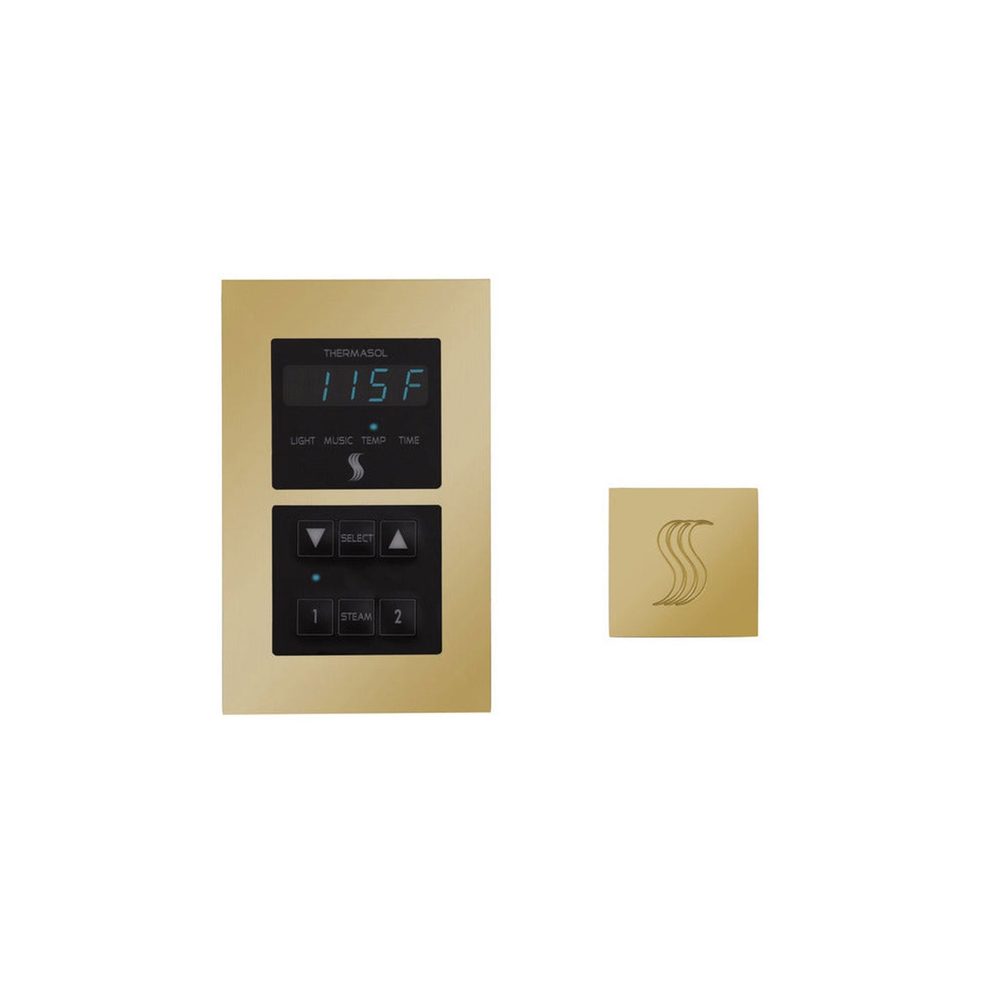 ThermaSol Polished Brass Finish Recessed Signature Control with Square SteamVection