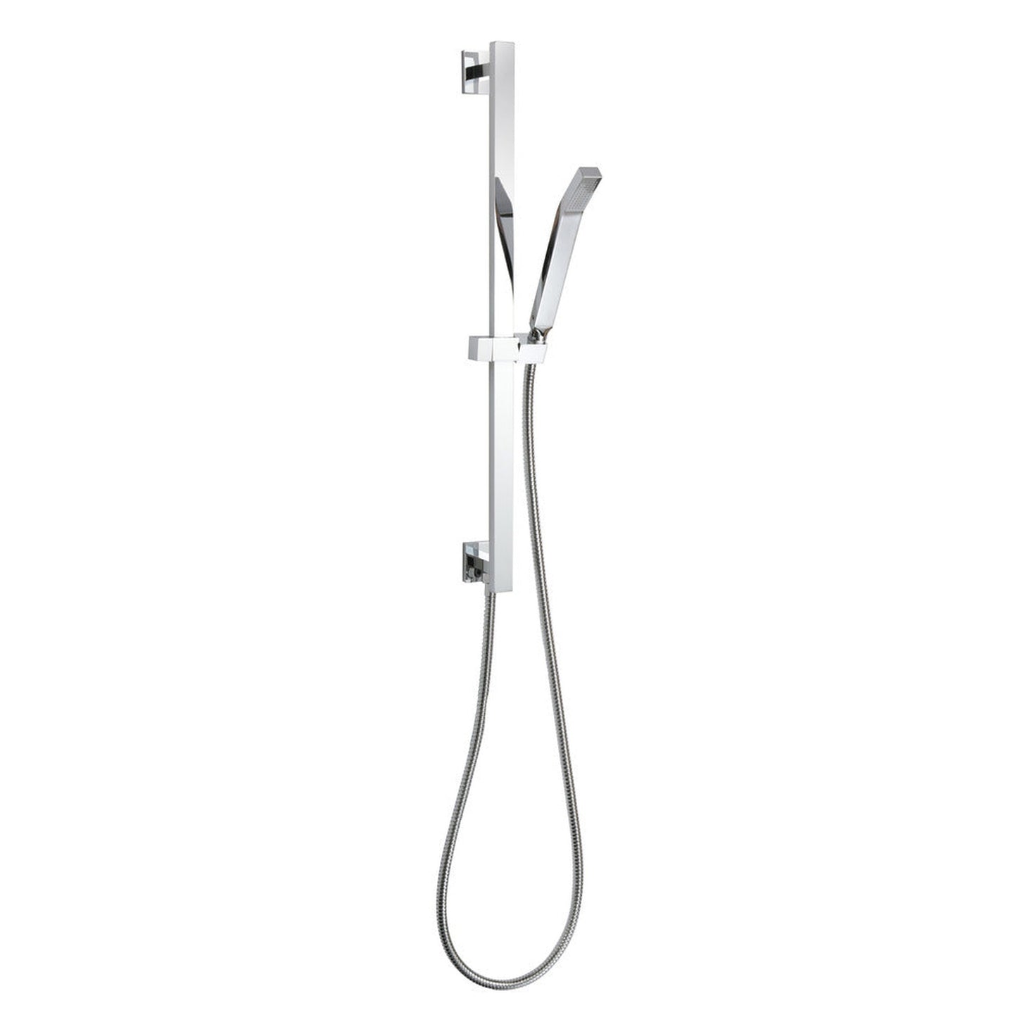 ThermaSol Polished Chrome Finish Square Shower Rail, Hose, and Wand Kit
