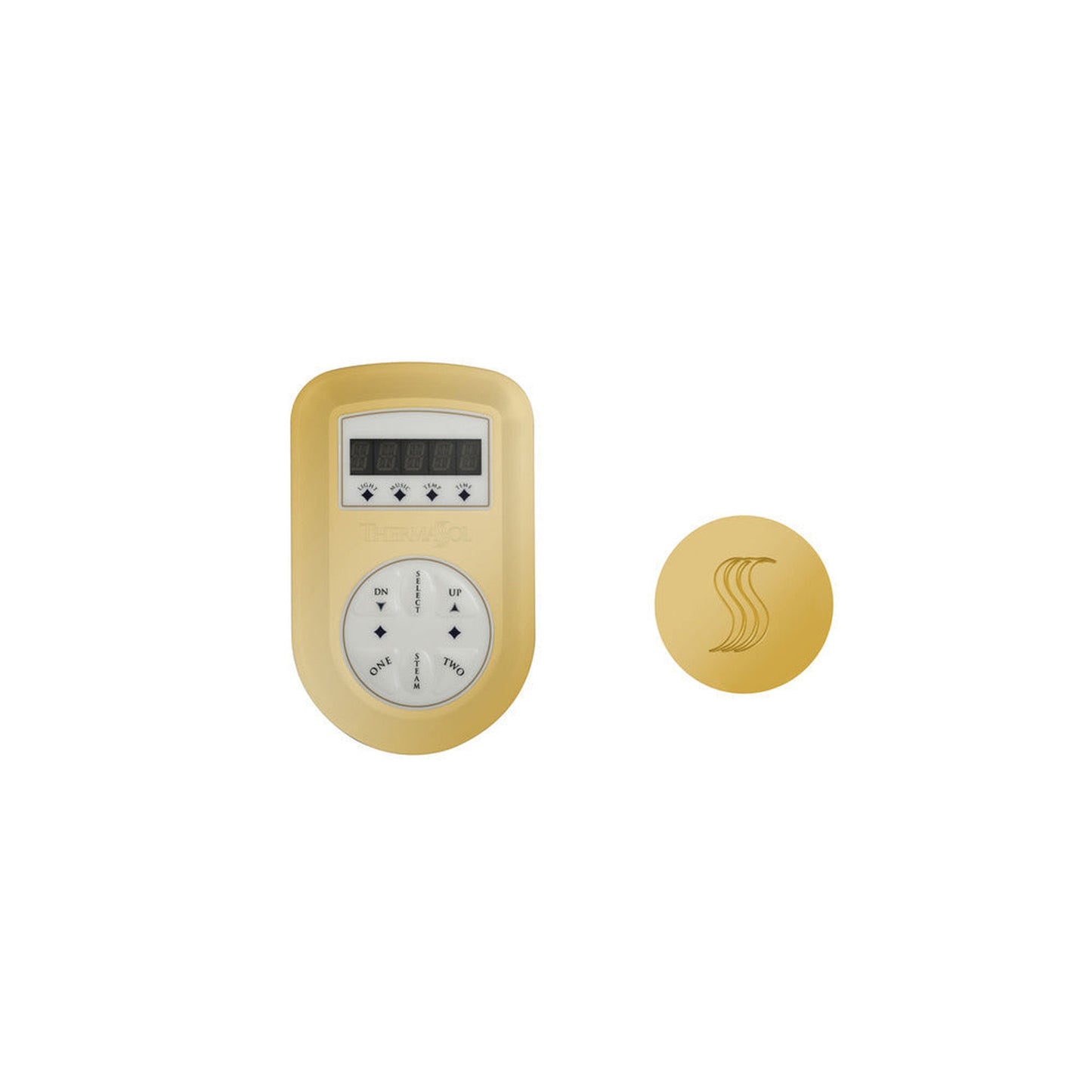 ThermaSol Polished Gold Finish Wall-Mount Signature Control with Round SteamVection