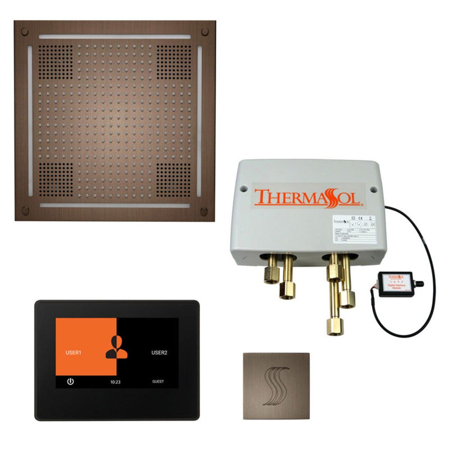 ThermaSol The Total Wellness Antique Nickel Finish Hydrovive Package with 7" ThermaTouch and Square SteamVection