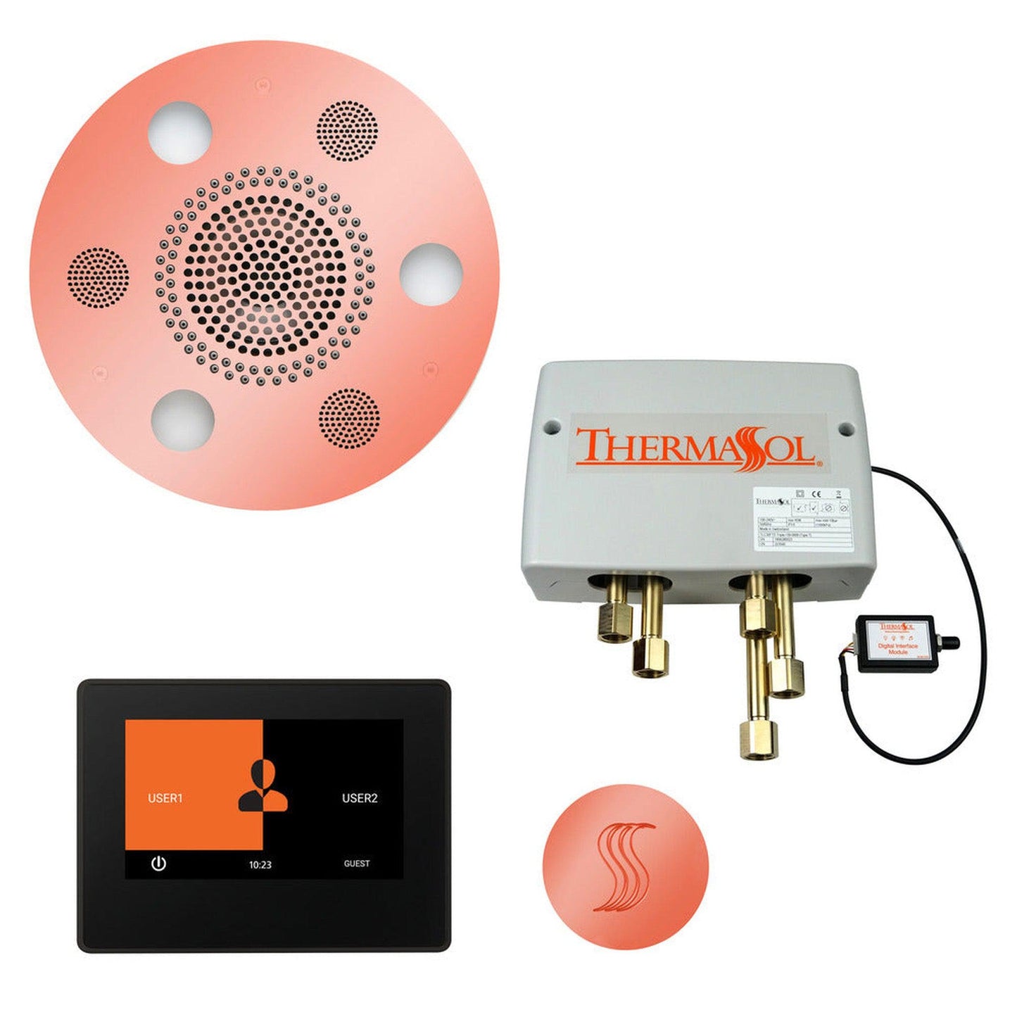 ThermaSol The Total Wellness Copper Finish Serenity Advanced Round Package with 7" ThermaTouch and Round SteamVection