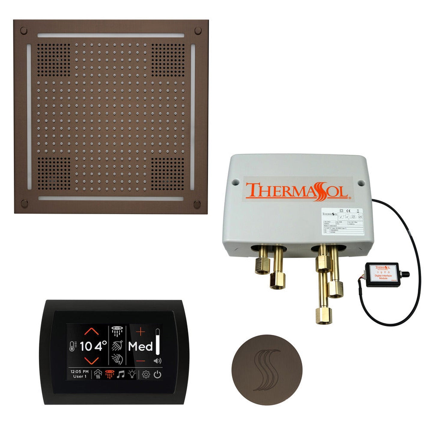 ThermaSol The Total Wellness Oil Rubbed Bronze Finish Hydrovive Package with 5" Flushmount SignaTouch and Round SteamVection