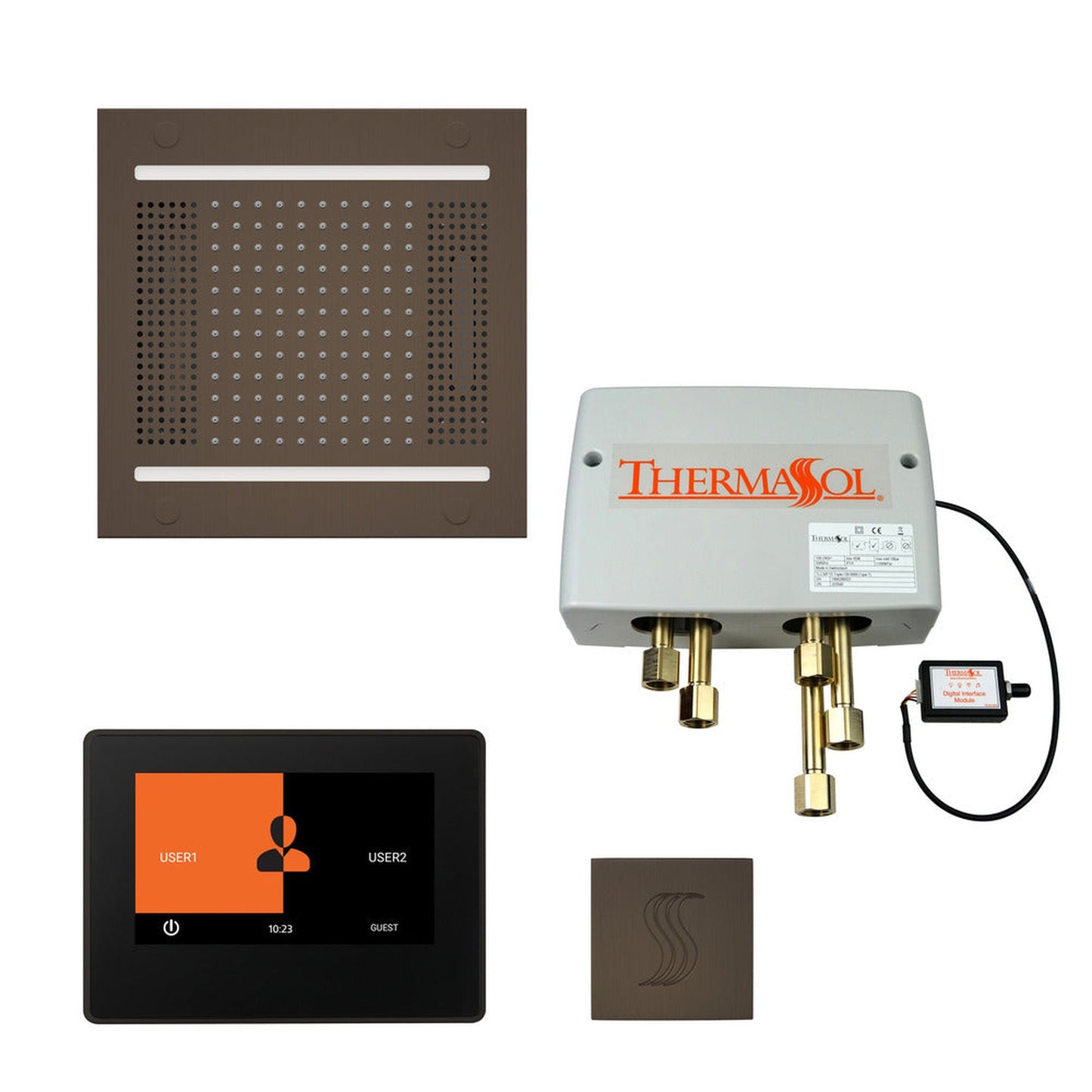 ThermaSol The Total Wellness Oil Rubbed Bronze Finish Hydrovive14 Package with 7" ThermaTouch and Square SteamVection